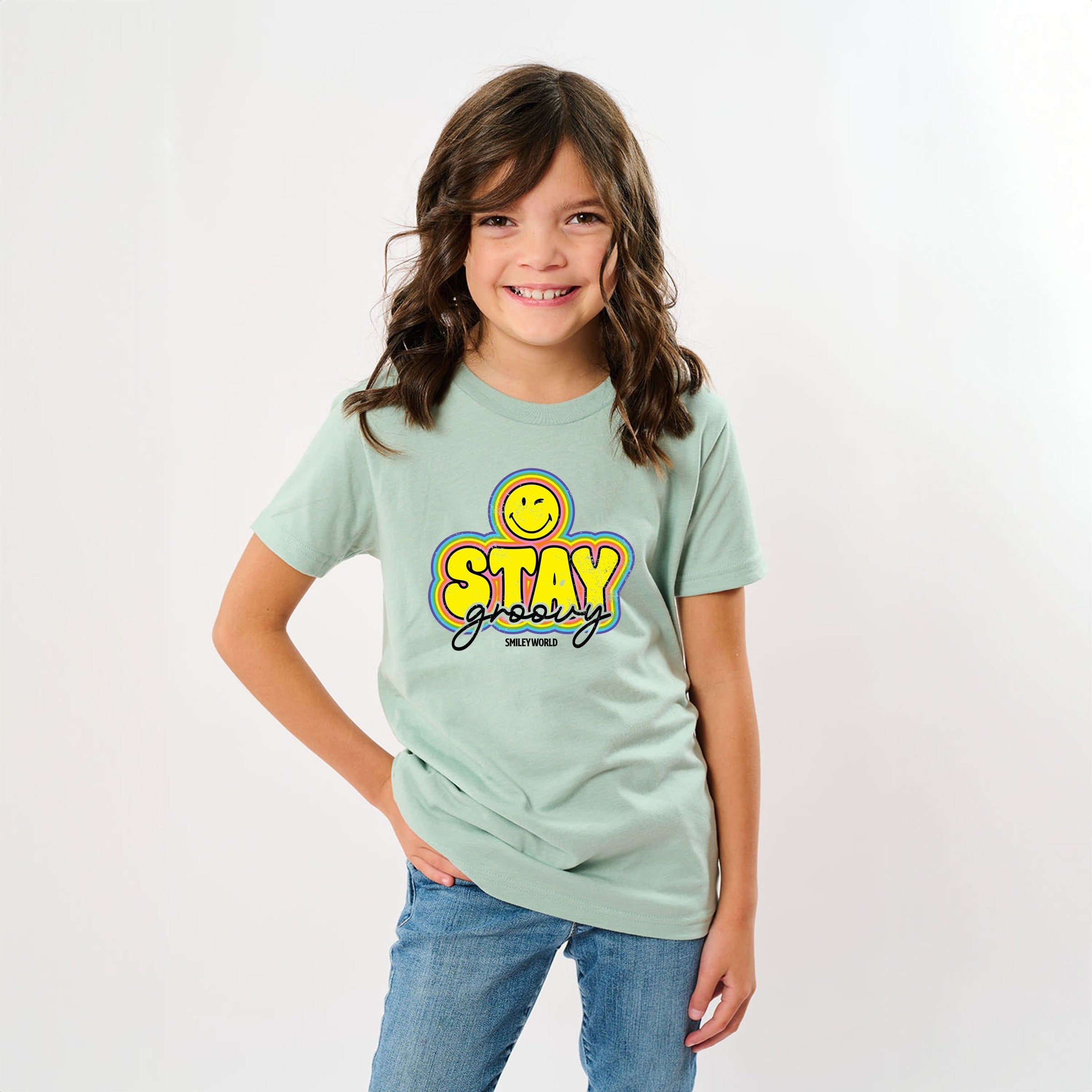 SmileyWorld Stay Groovy - Youth Short Sleeve Graphic T-Shirt