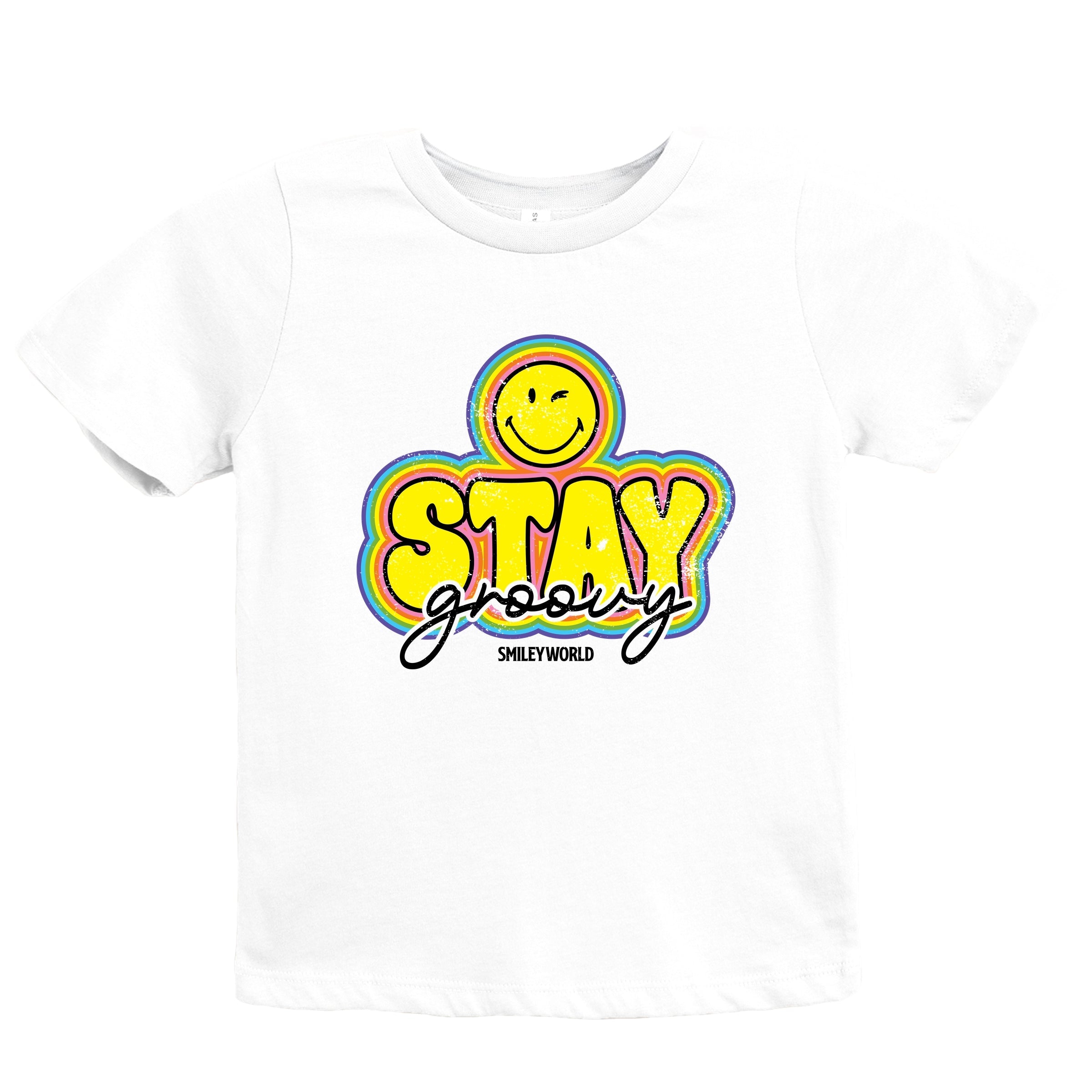 SmileyWorld Stay Groovy - Youth Short Sleeve Graphic T-Shirt