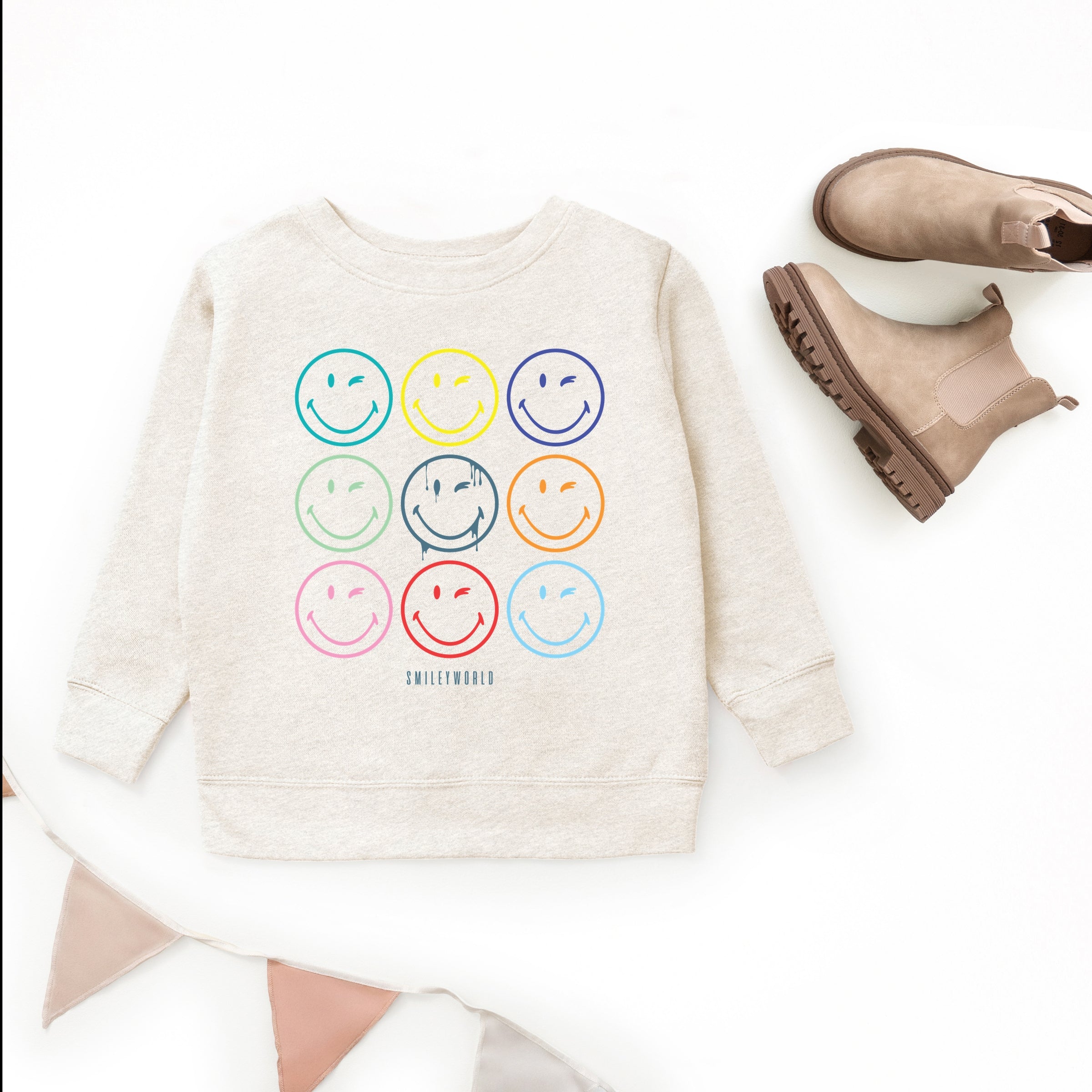 SmileyWorld Wink Rainbow Swirl - Youth Graphic Sweatshirt