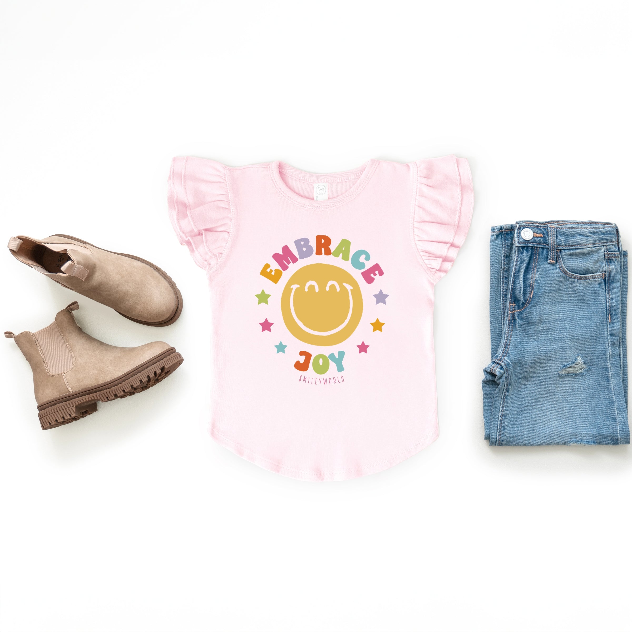 SmileyWorld Embrace Joy - Flutter Sleeve Graphic T-Shirt