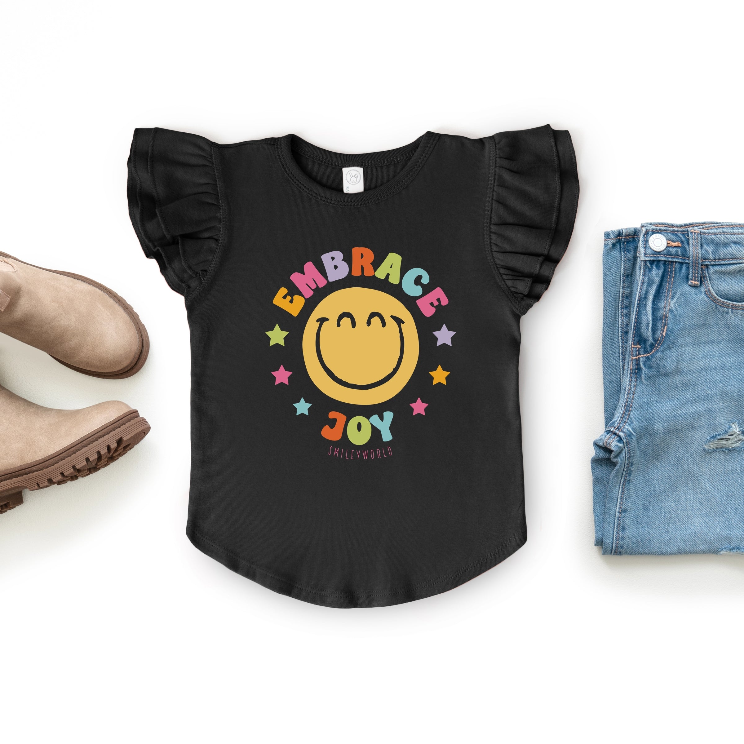 SmileyWorld Embrace Joy - Flutter Sleeve Graphic T-Shirt