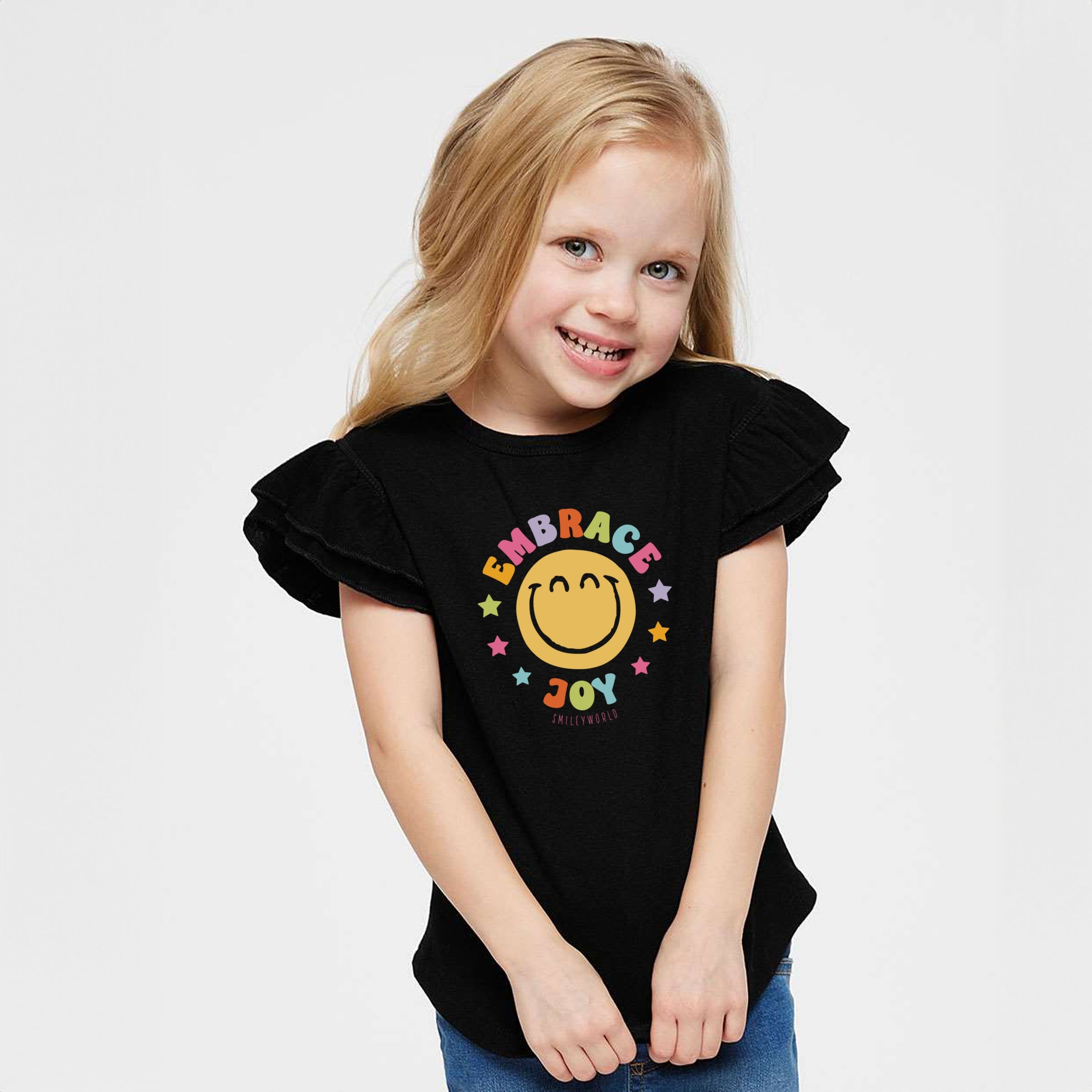 SmileyWorld Embrace Joy - Flutter Sleeve Graphic T-Shirt