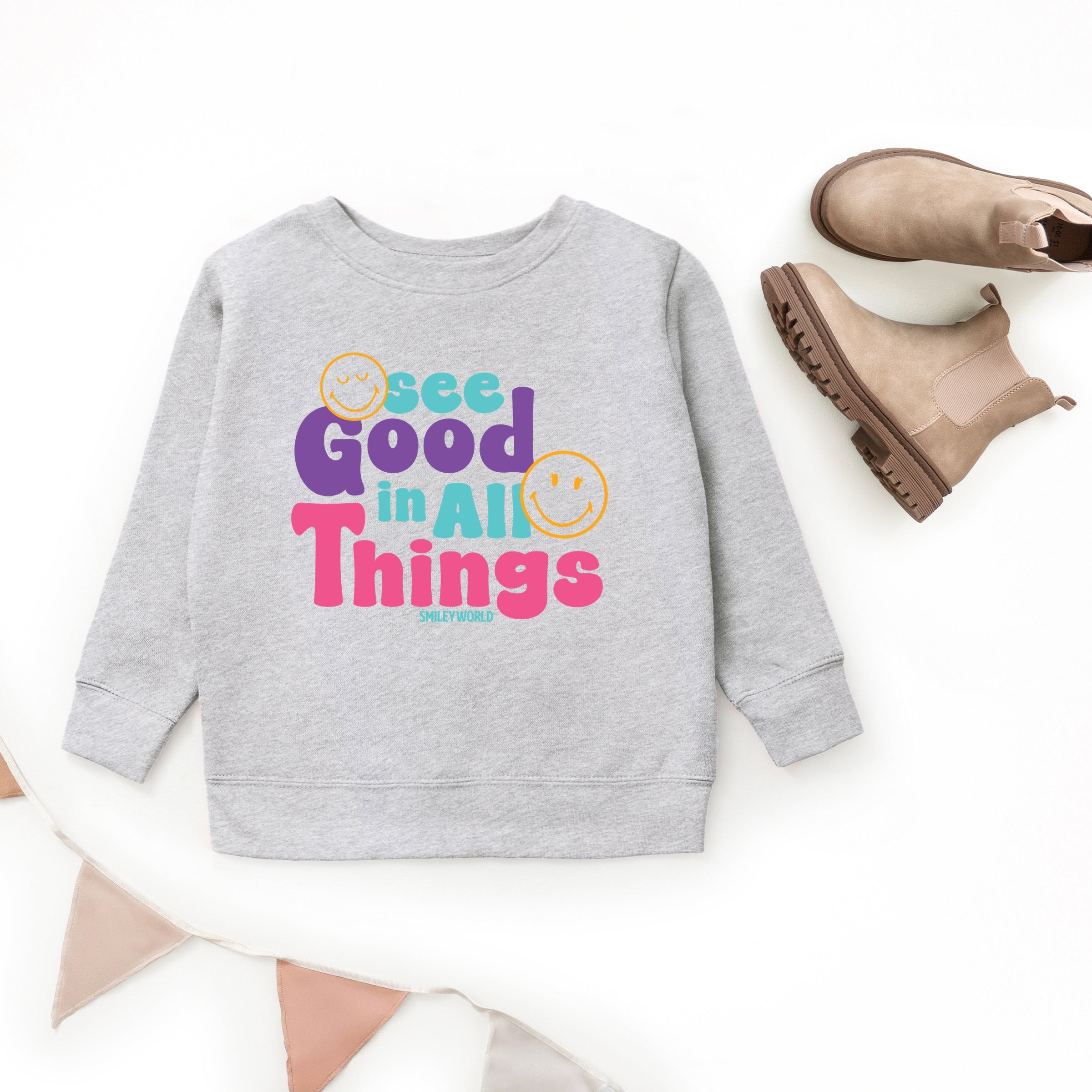 SmileyWorld See Good In All Things - Youth Graphic Sweatshirt