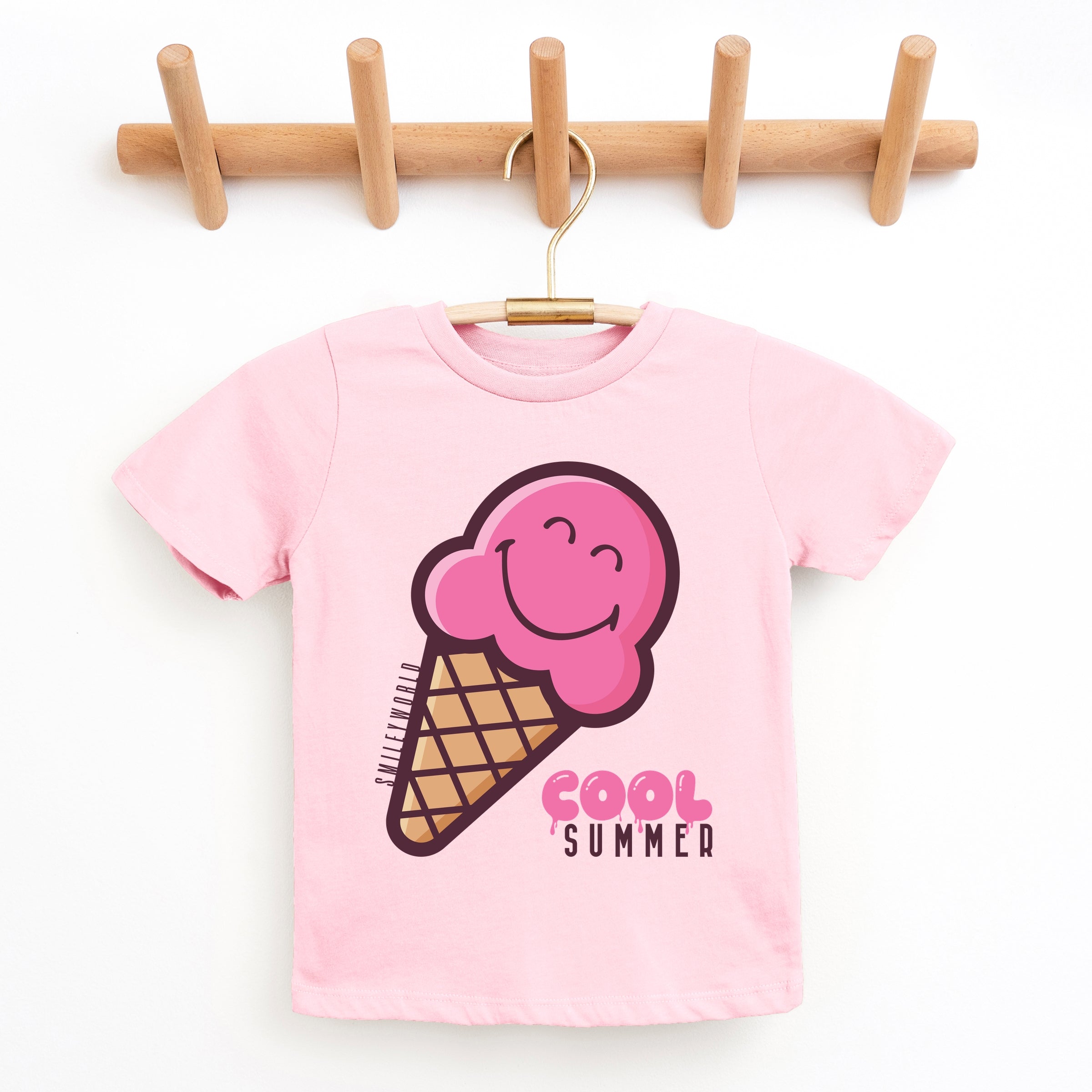 SmileyWorld Cool Summer Ice Cream Pink - Youth Short Sleeve Graphic T-Shirt