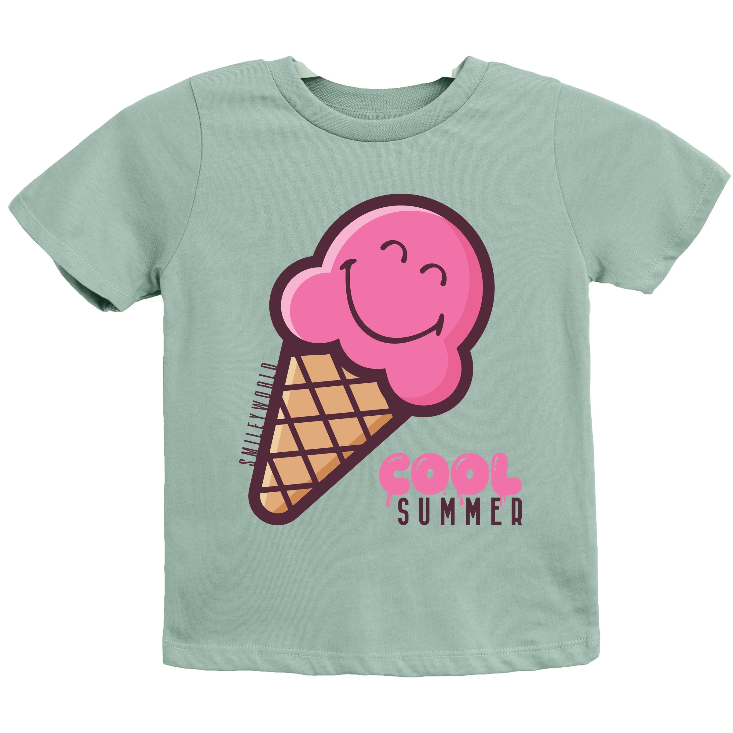 SmileyWorld Cool Summer Ice Cream Pink - Youth Short Sleeve Graphic T-Shirt