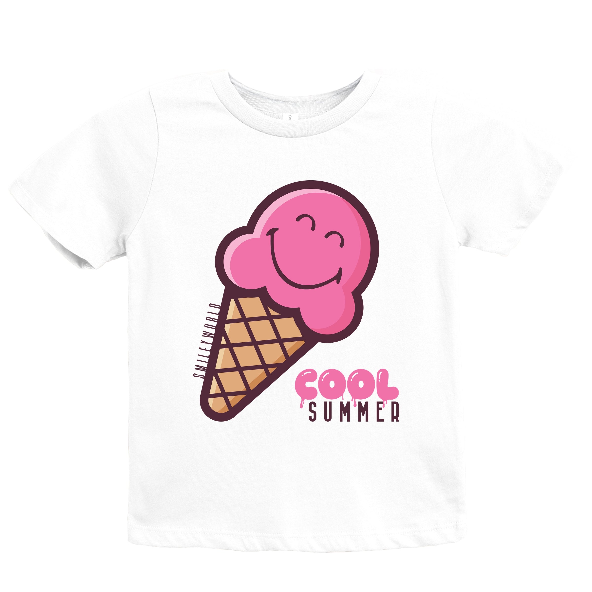 SmileyWorld Cool Summer Ice Cream Pink - Youth Short Sleeve Graphic T-Shirt