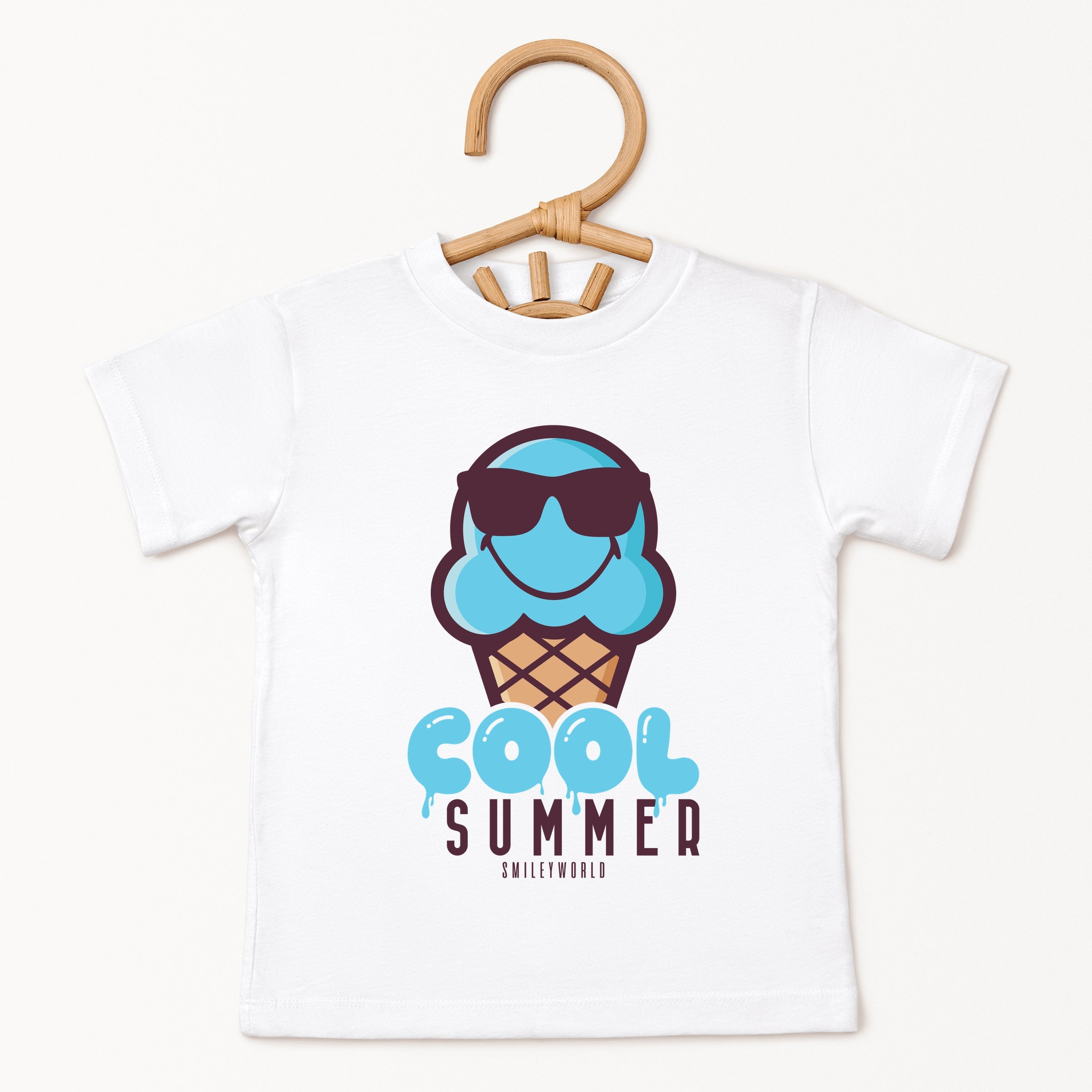 SmileyWorld Cool Summer Ice Cream Blue - Toddler Short Sleeve Graphic T-Shirt