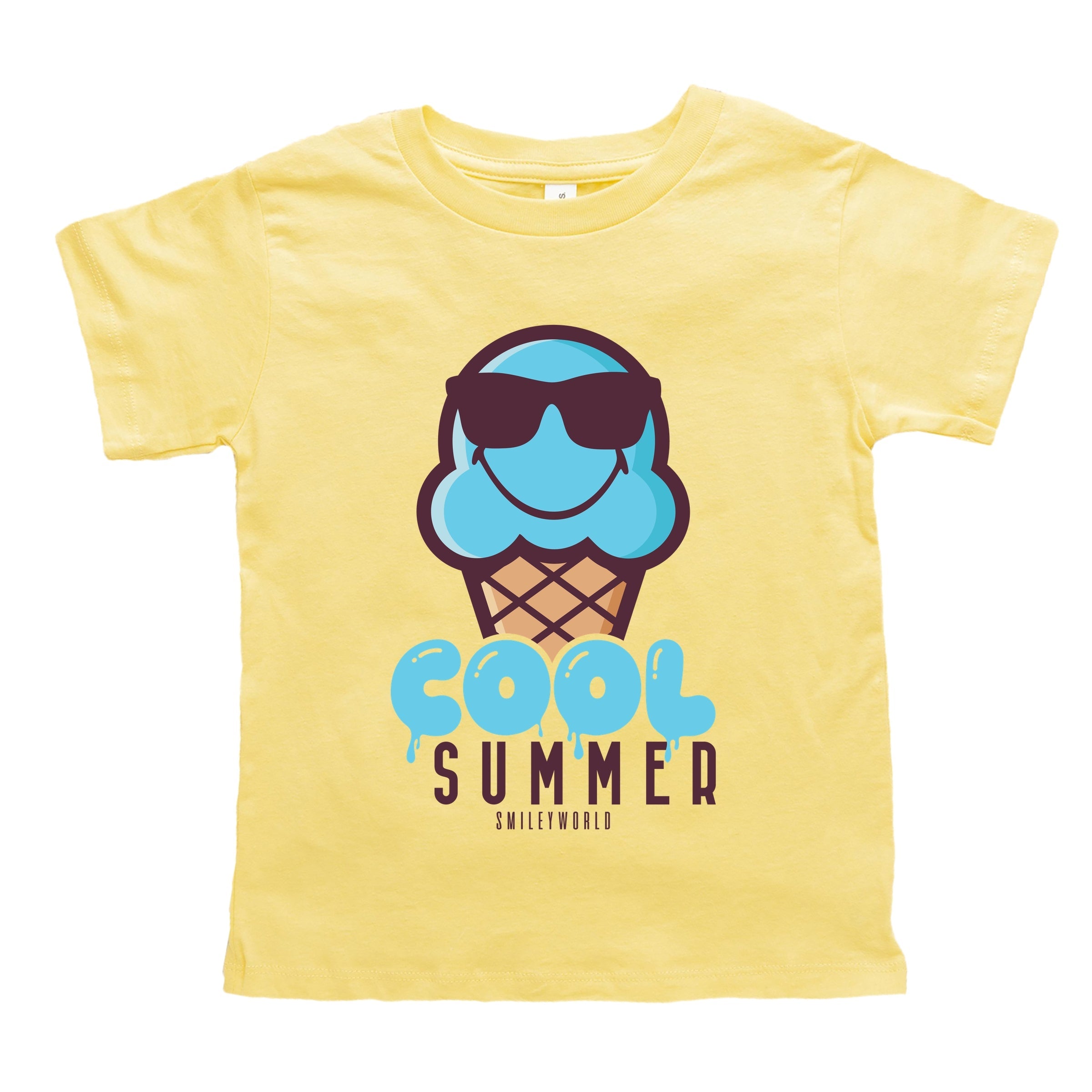 SmileyWorld Cool Summer Ice Cream Blue - Toddler Short Sleeve Graphic T-Shirt
