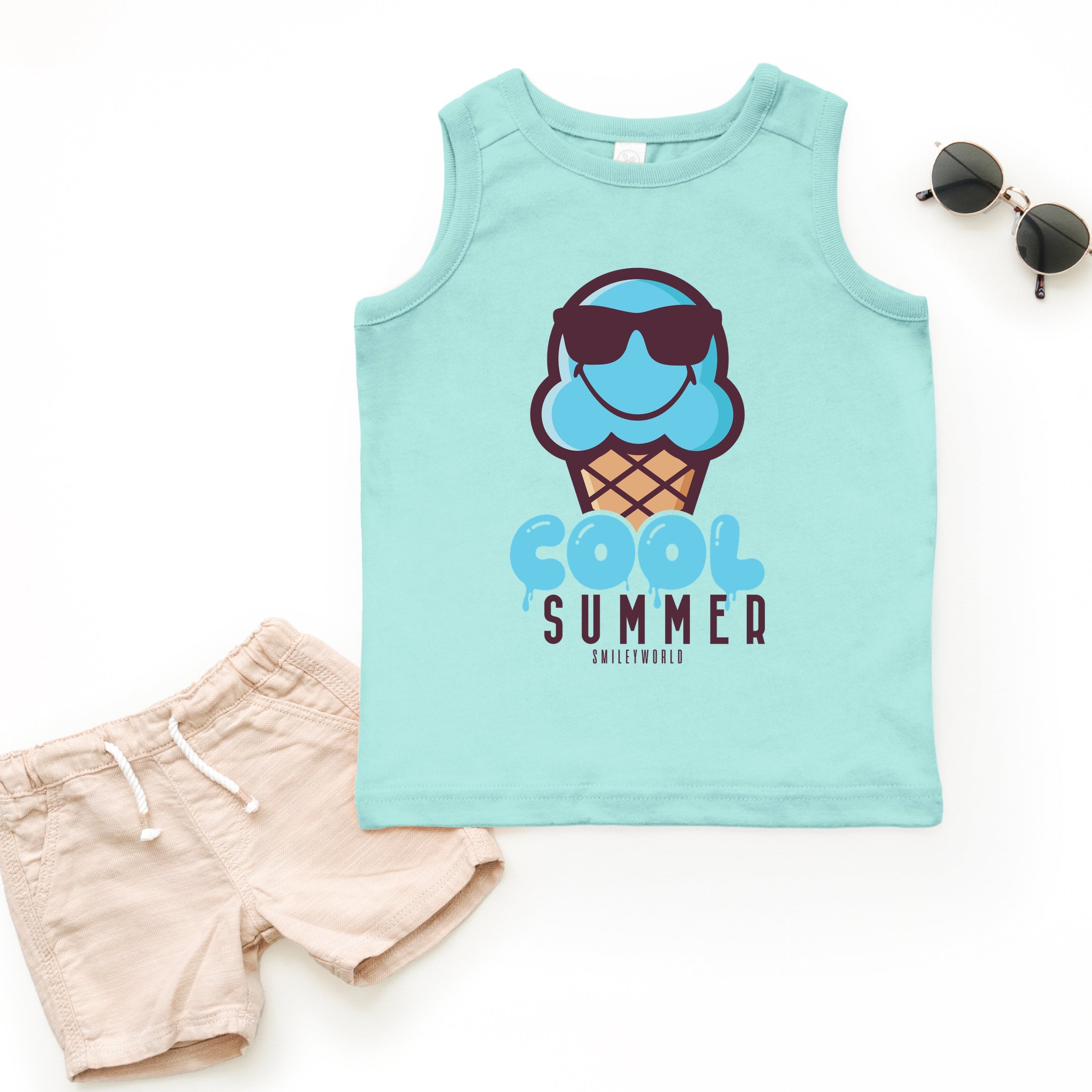SmileyWorld Cool Summer Ice Cream Blue - Toddler Graphic Tank