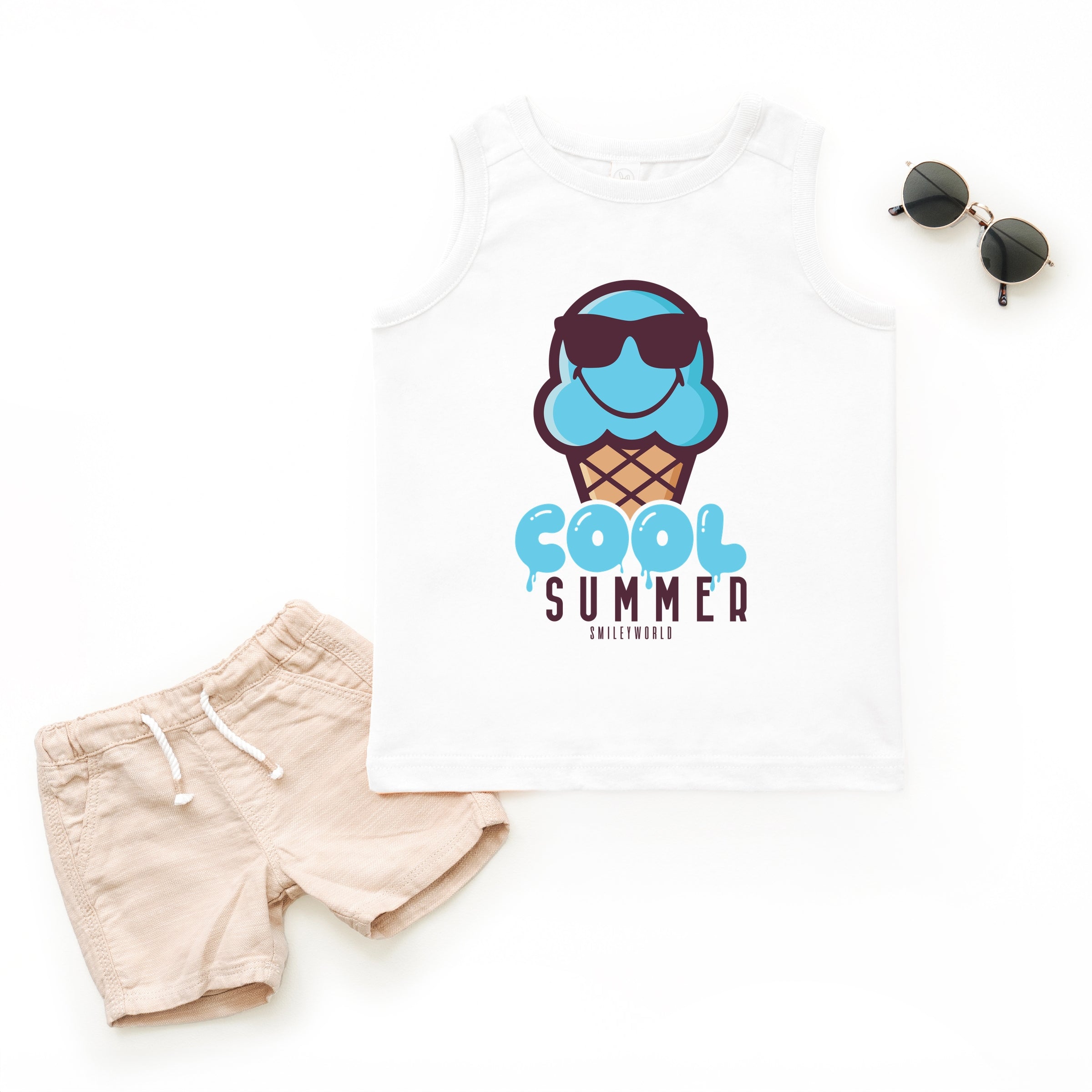 SmileyWorld Cool Summer Ice Cream Blue - Toddler Graphic Tank