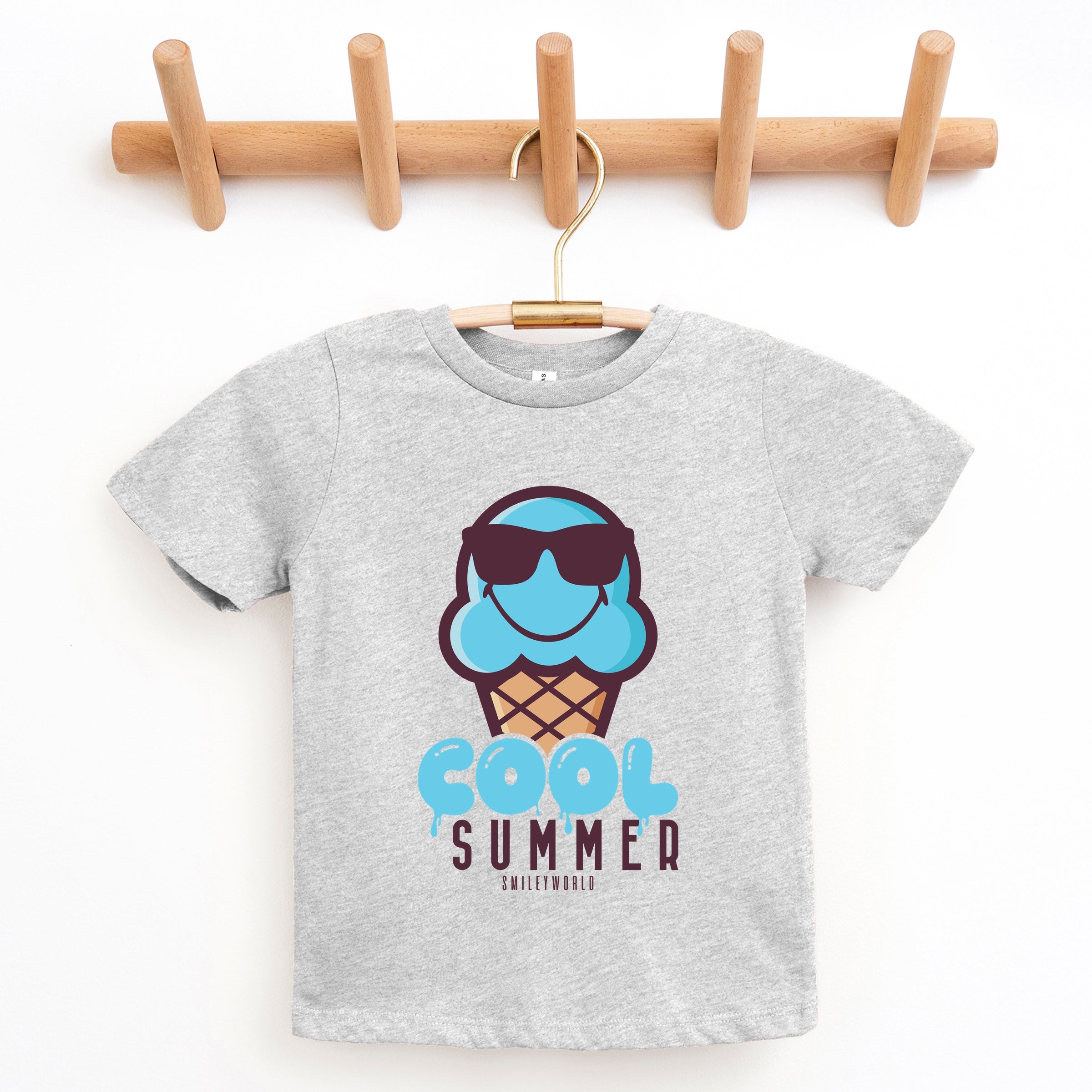 SmileyWorld Cool Summer Ice Cream Blue - Youth Short Sleeve Graphic T-Shirt