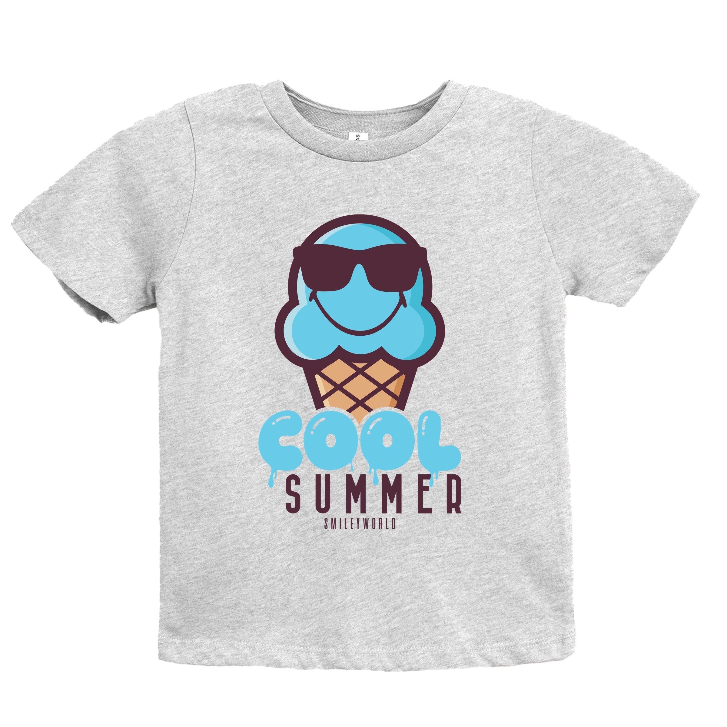 SmileyWorld Cool Summer Ice Cream Blue - Youth Short Sleeve Graphic T-Shirt