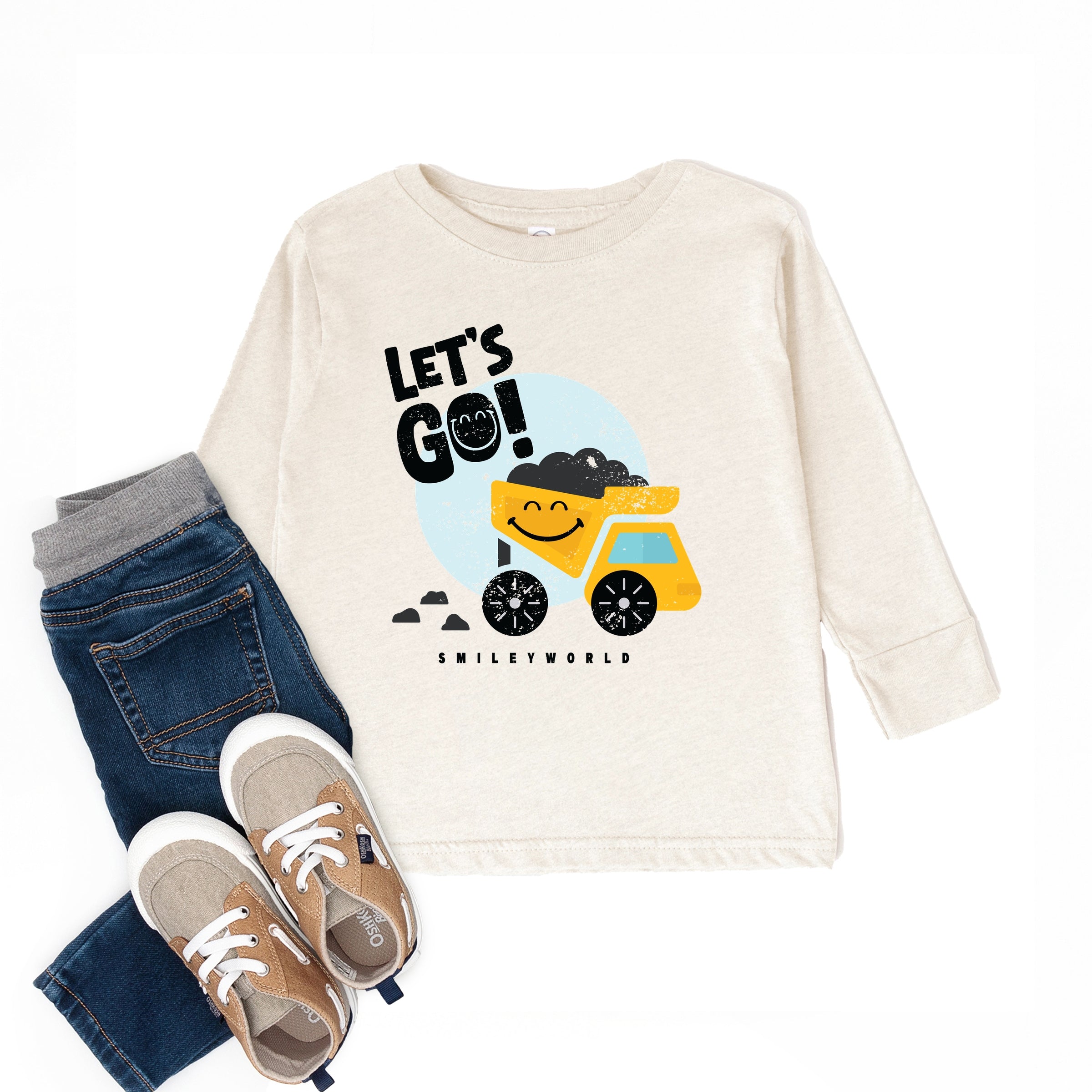 SmileyWorld Let's Go Dump Truck - Toddler Long Sleeve Graphic Tee