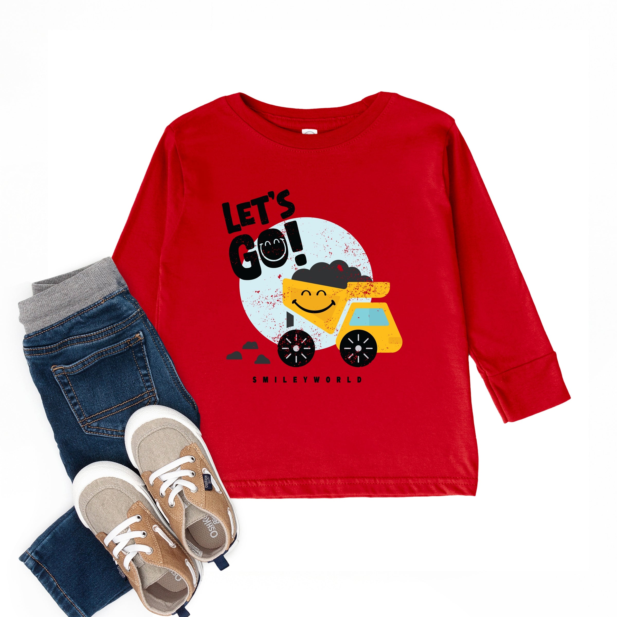 SmileyWorld Let's Go Dump Truck - Toddler Long Sleeve Graphic Tee