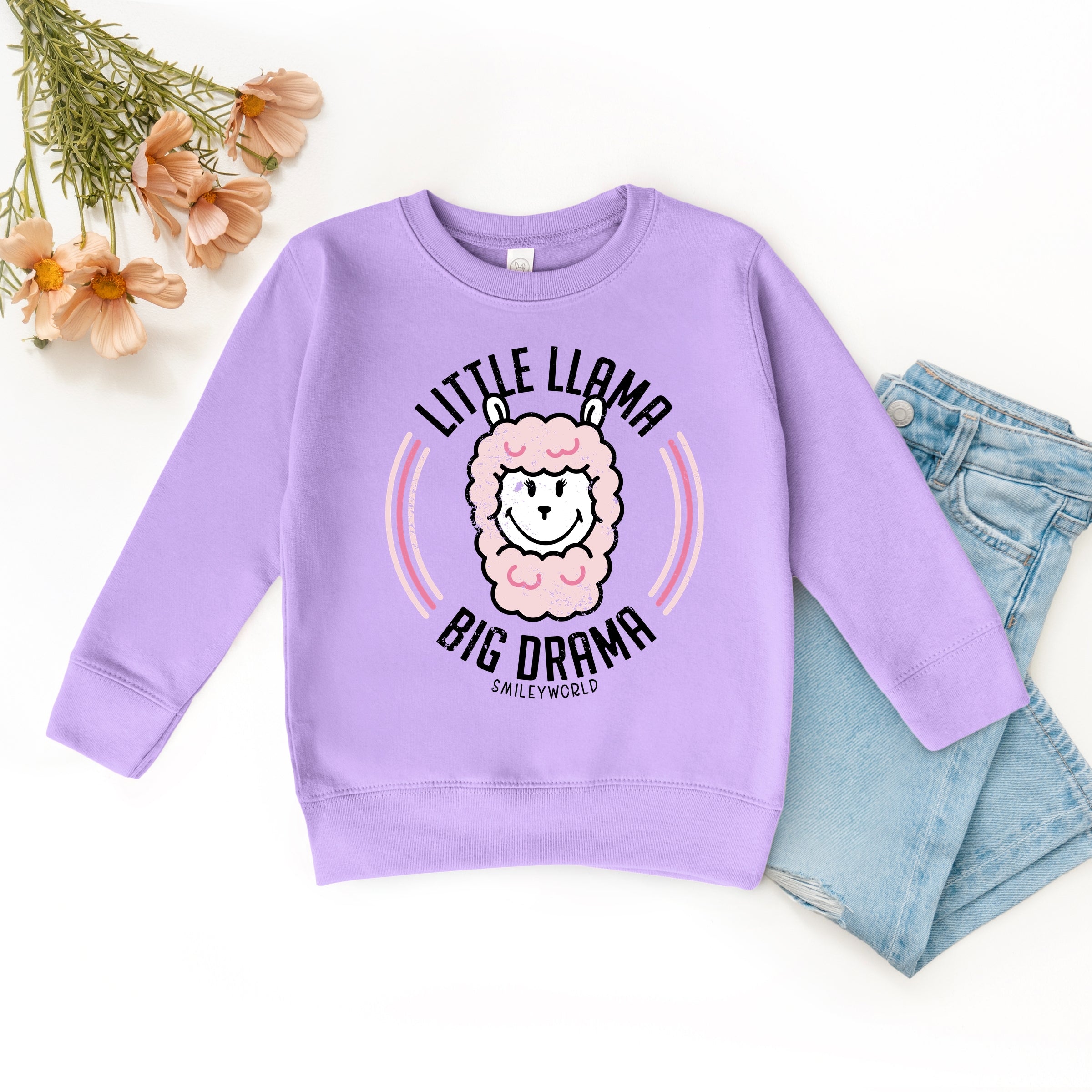 SmileyWorld Little Llama Big Drama - Toddler Graphic Sweatshirt