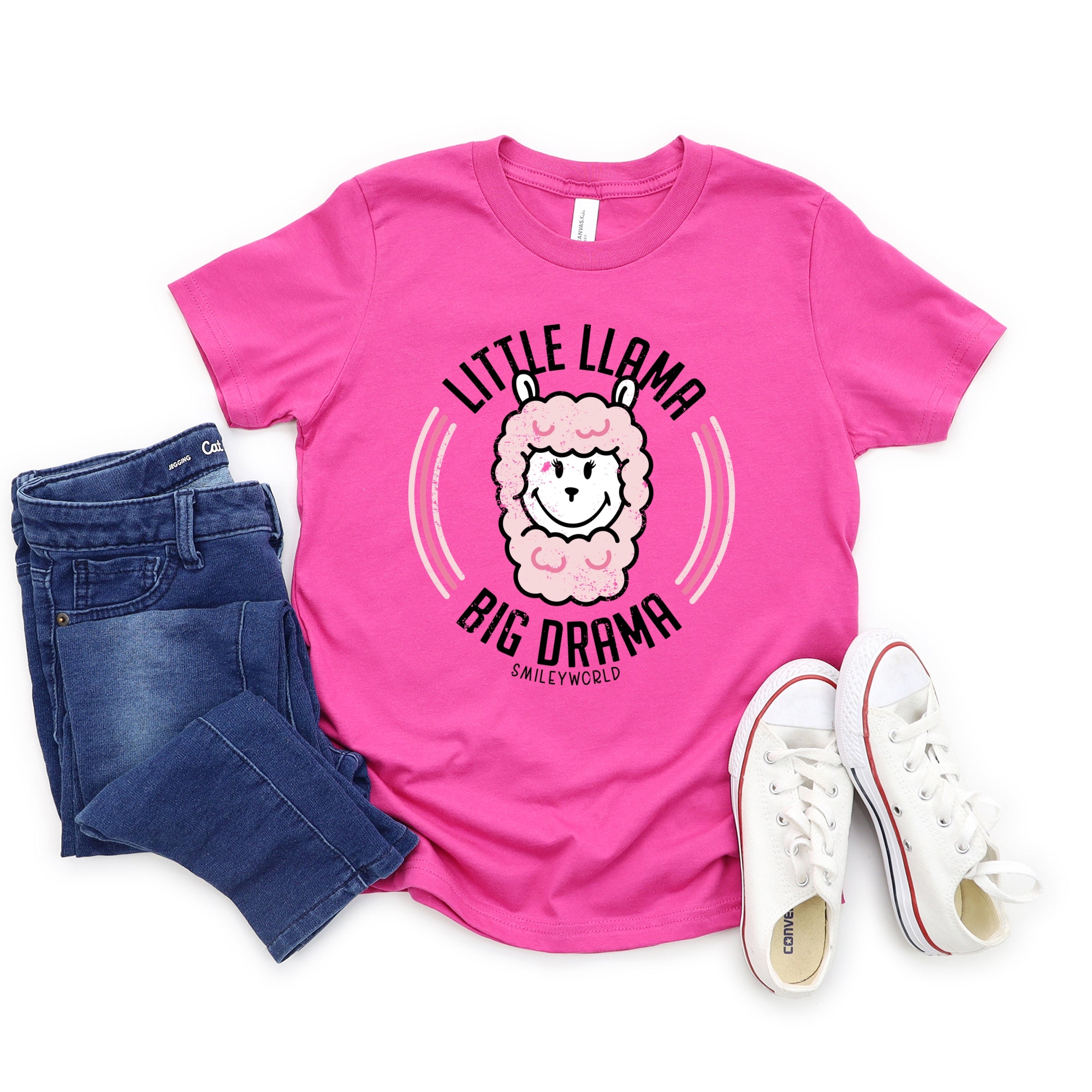 SmileyWorld Little Llama Big Drama - Youth Short Sleeve Graphic T-Shirt