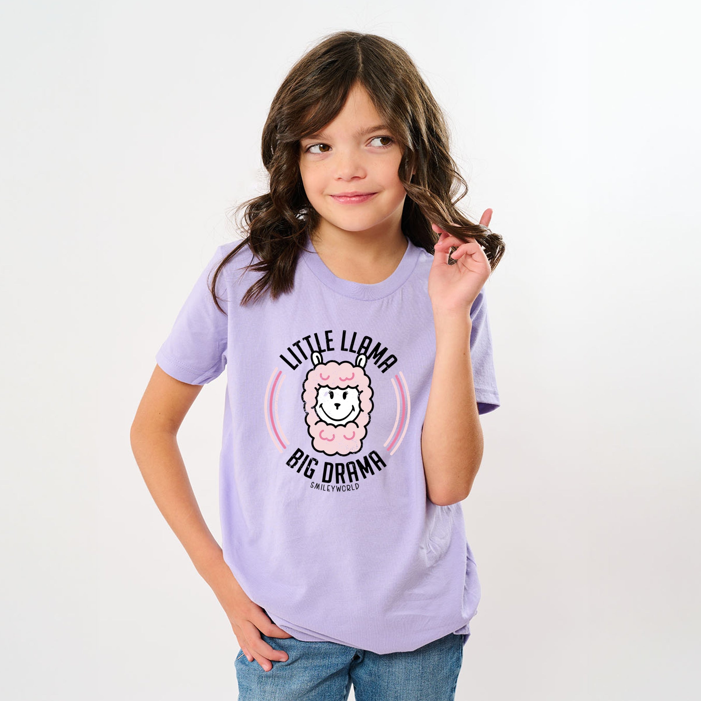 SmileyWorld Little Llama Big Drama - Youth Short Sleeve Graphic T-Shirt