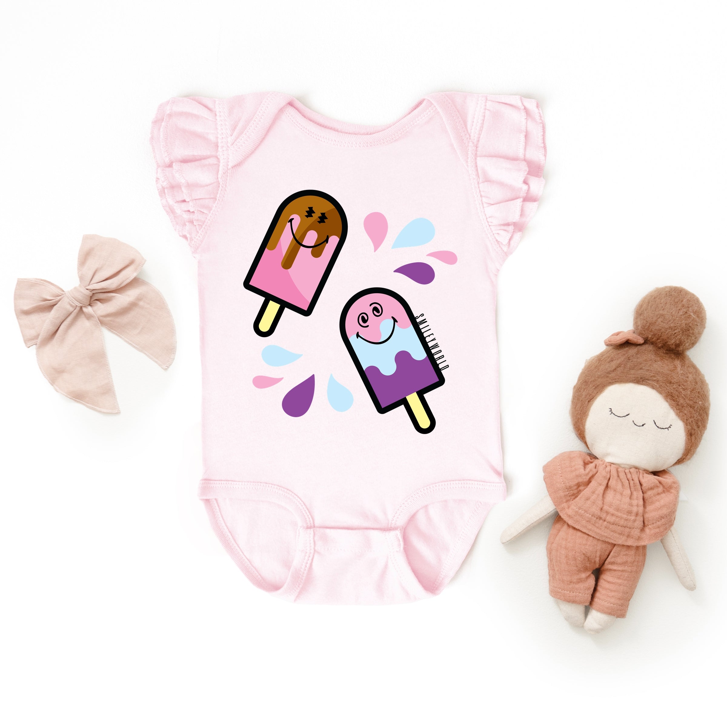 SmileyWorld Popsicles - Baby Flutter Sleeve Bodysuit