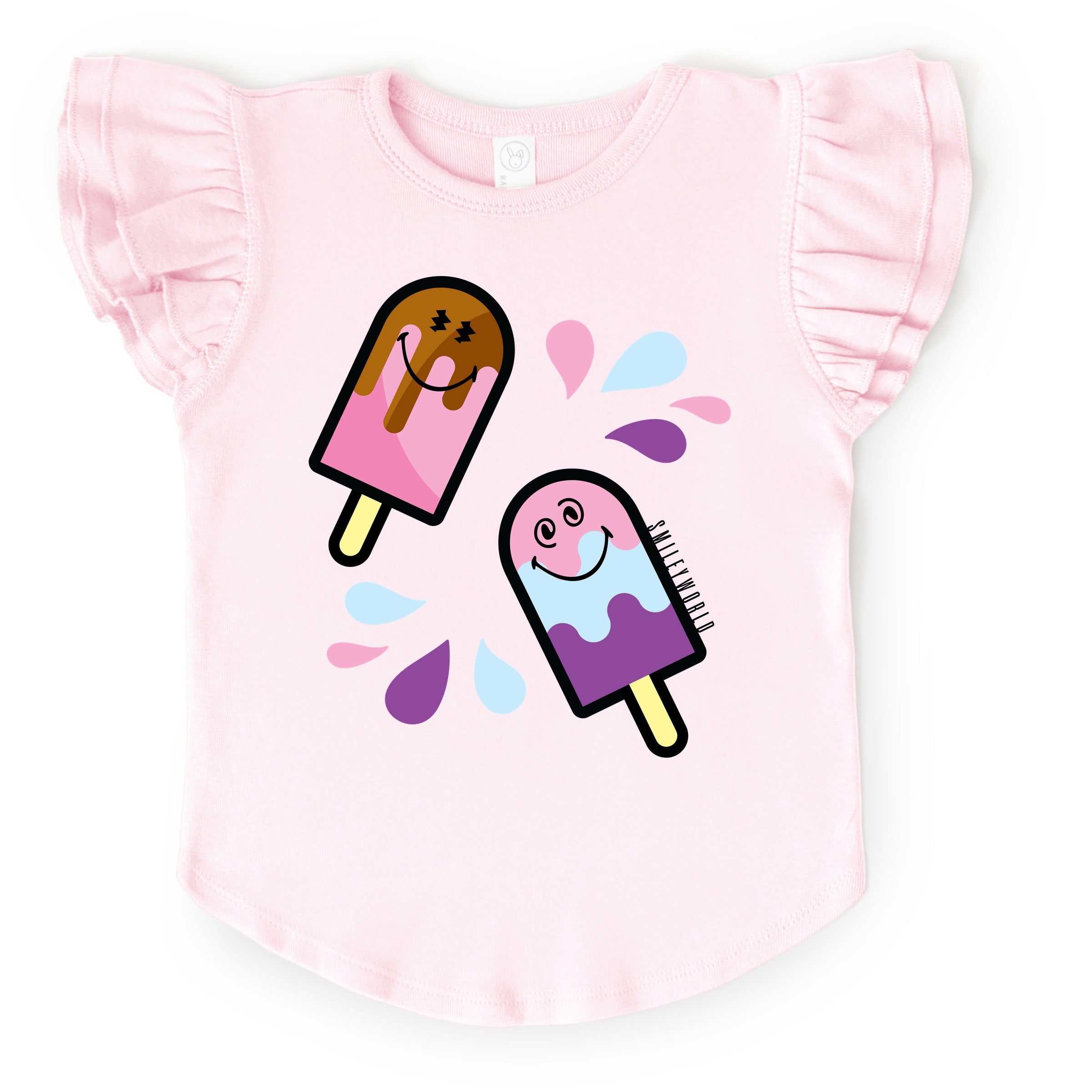 SmileyWorld Popsicles - Flutter Sleeve Graphic T-Shirt