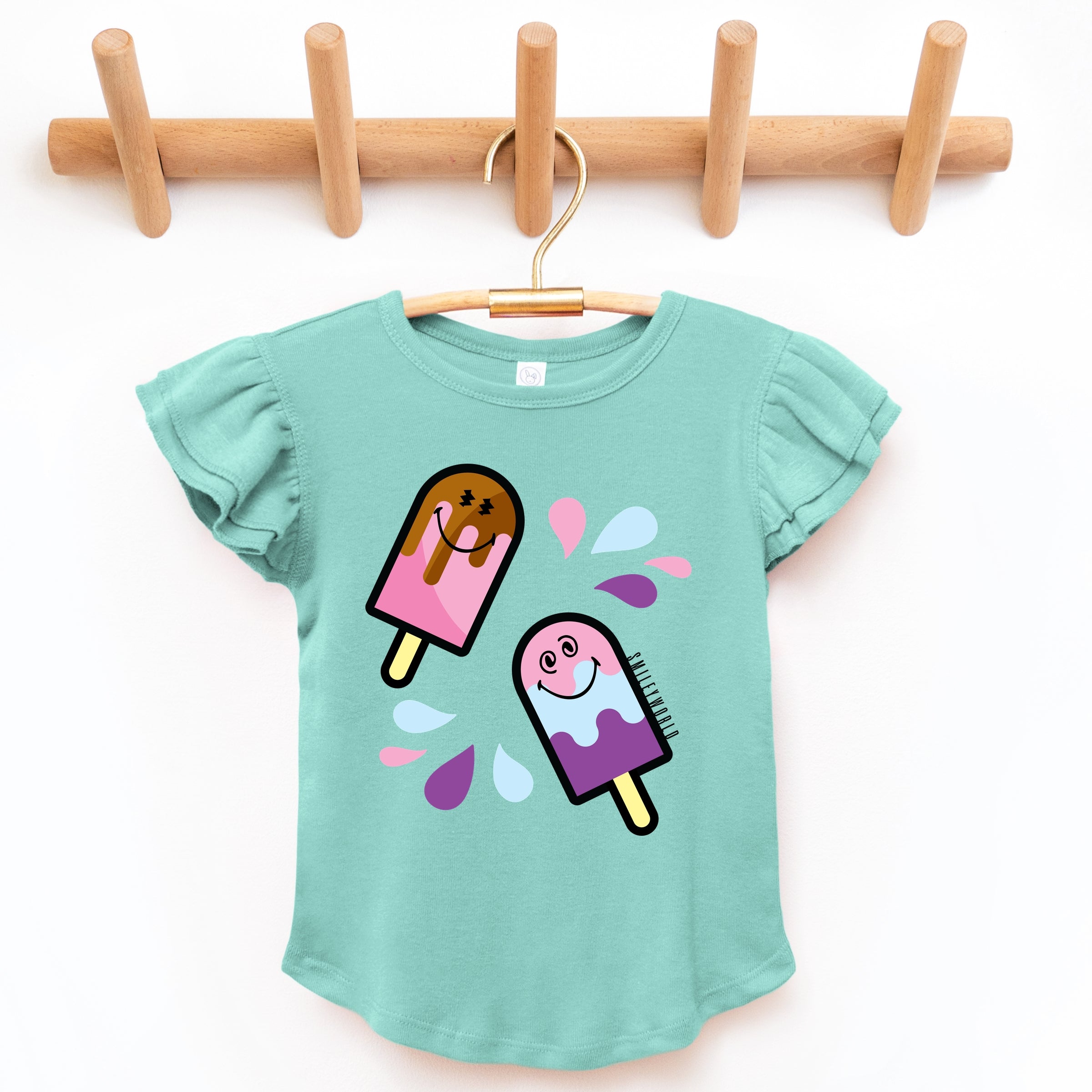 SmileyWorld Popsicles - Flutter Sleeve Graphic T-Shirt