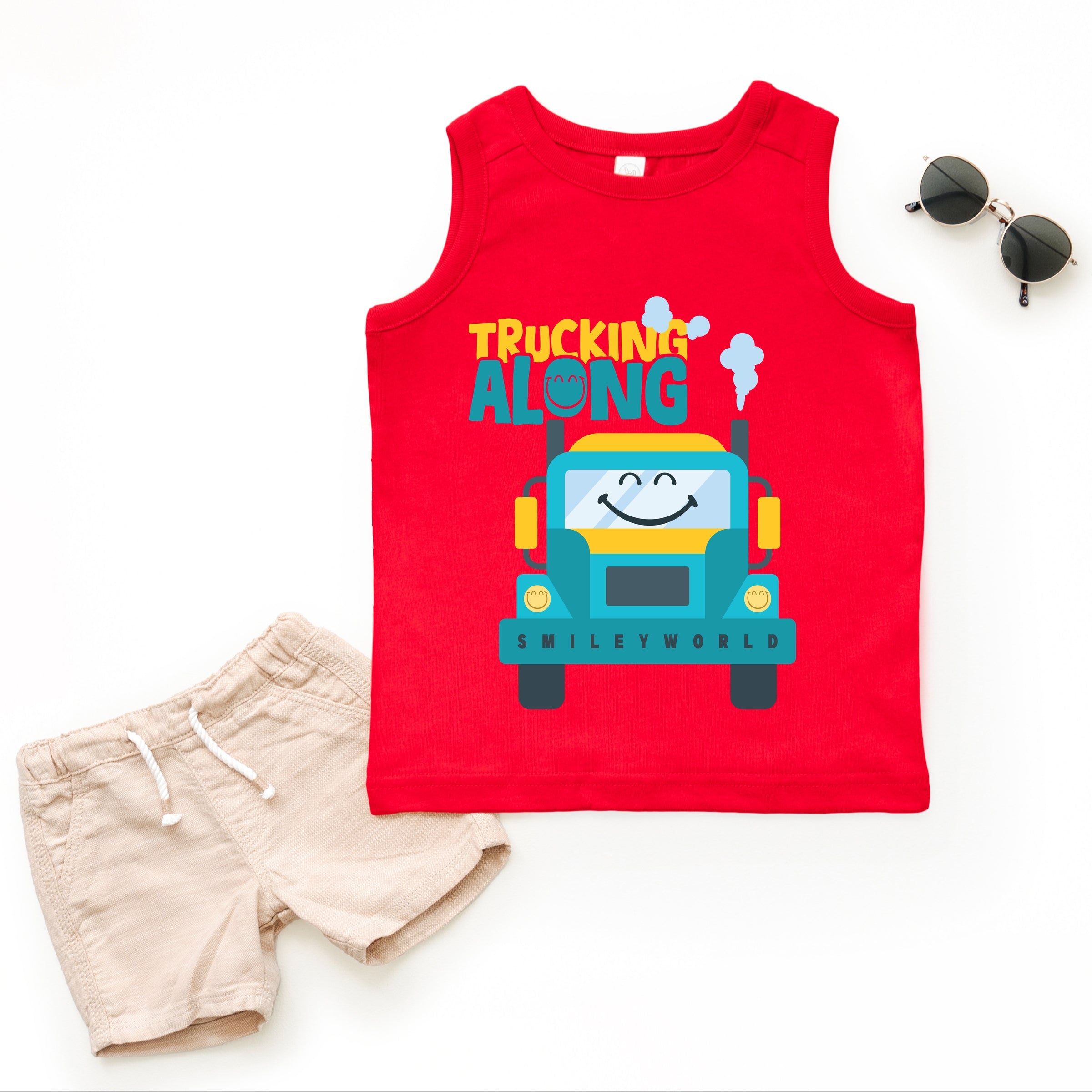 SmileyWorld Trucking Along - Toddler Graphic Tank