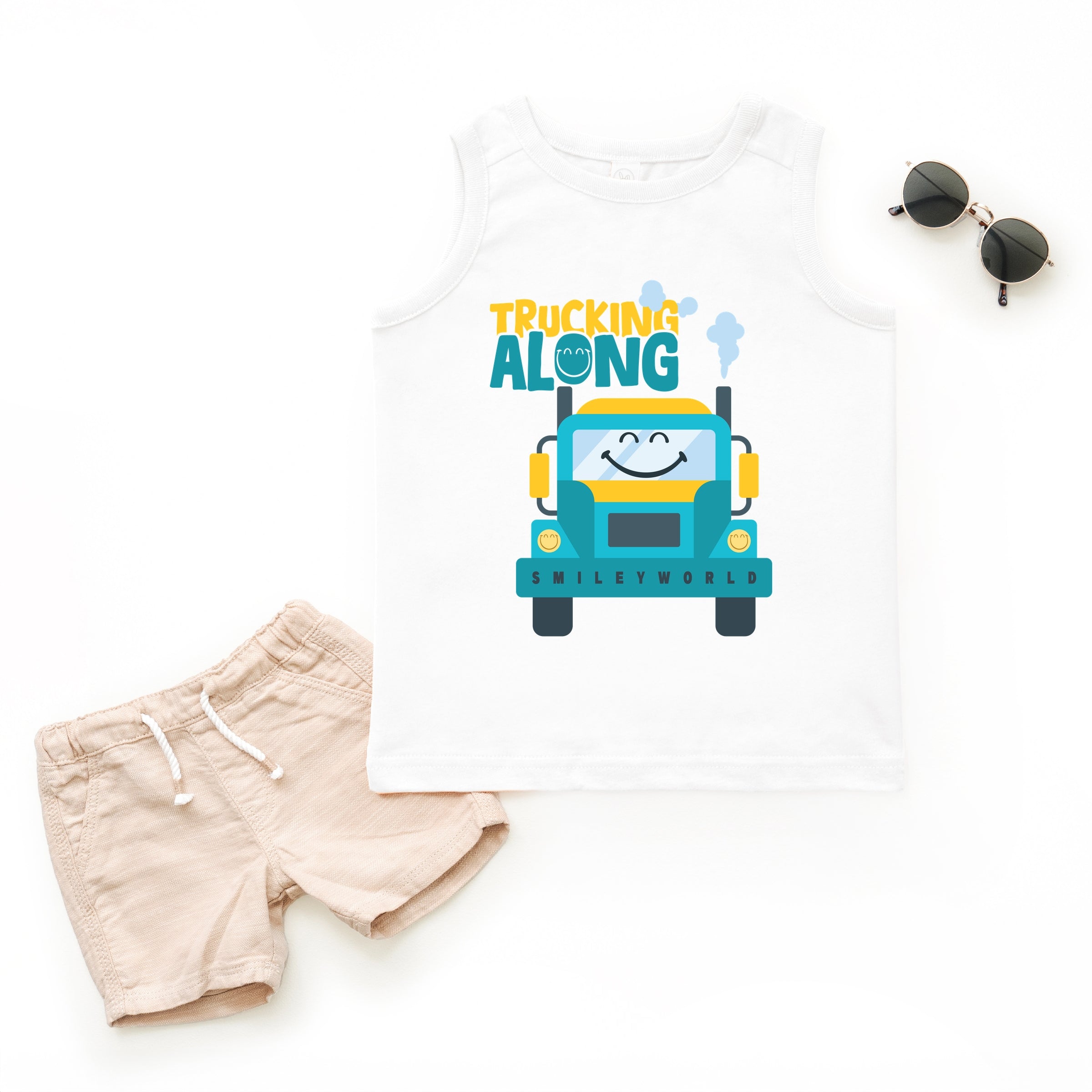 SmileyWorld Trucking Along - Toddler Graphic Tank