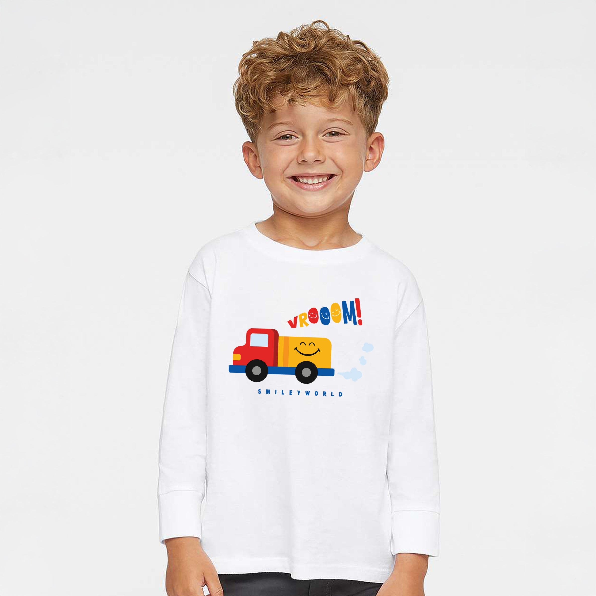 SmileyWorld Vrooom Truck - Toddler Long Sleeve Graphic Tee