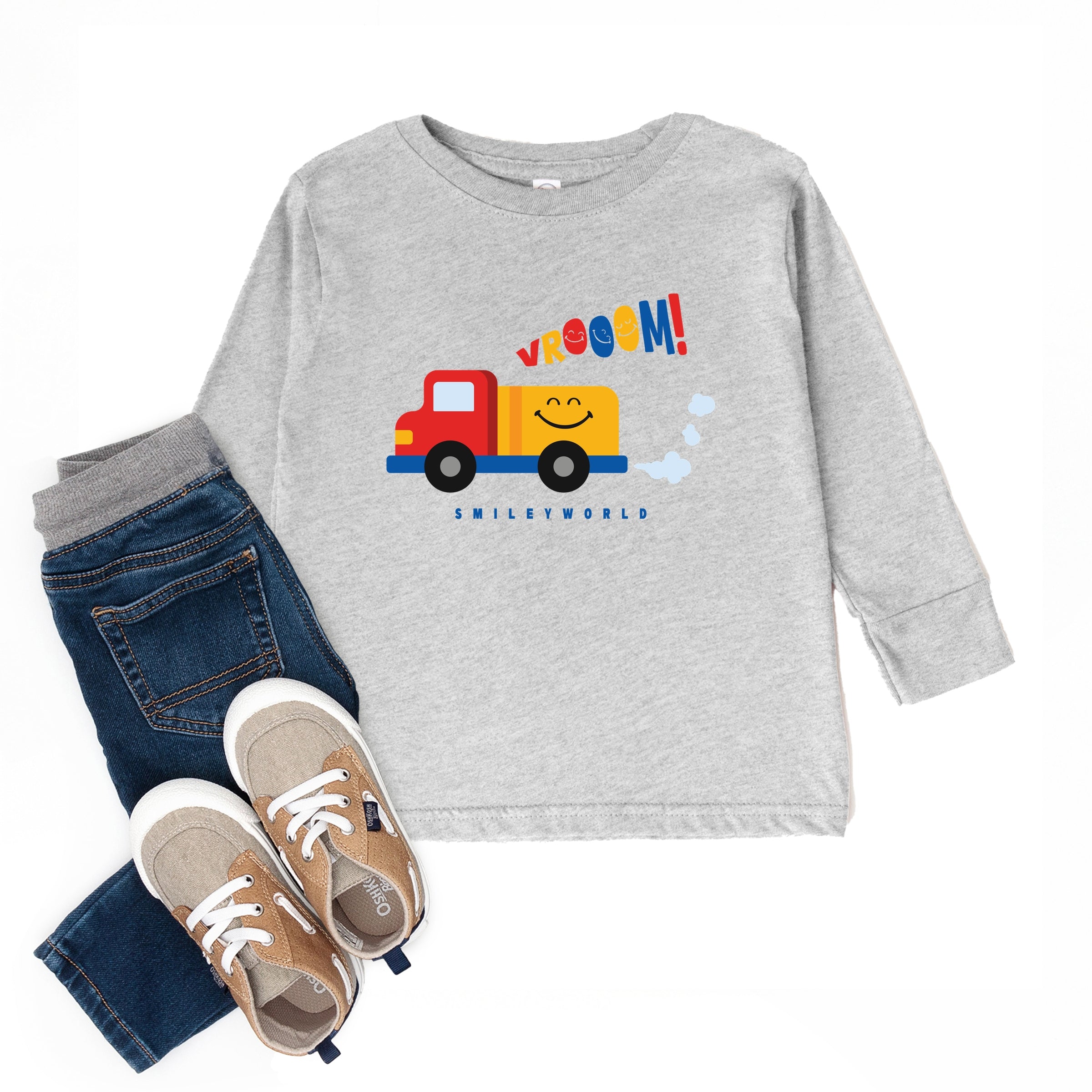 SmileyWorld Vrooom Truck - Toddler Long Sleeve Graphic Tee