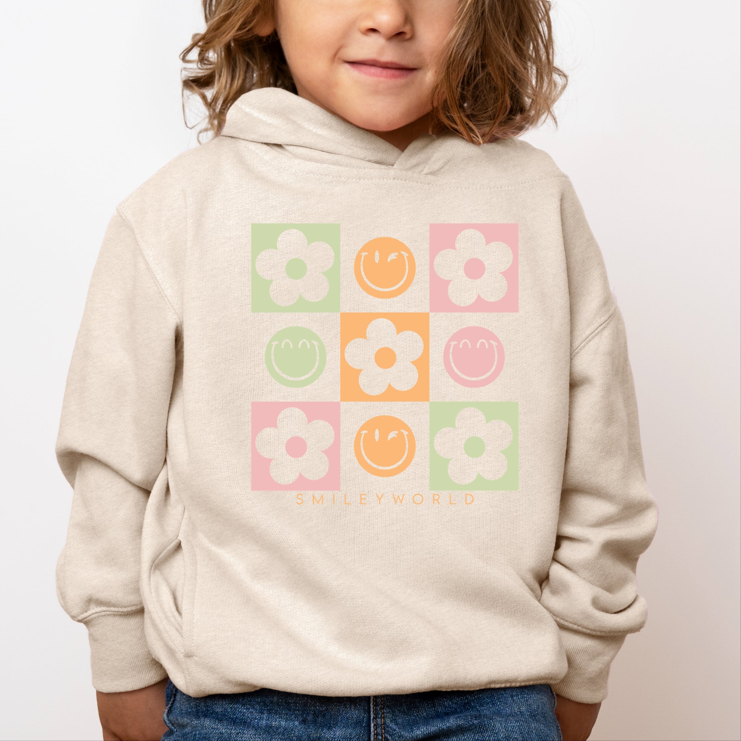 SmileyWorld Checkered Floral Smile - Toddler Hoodie