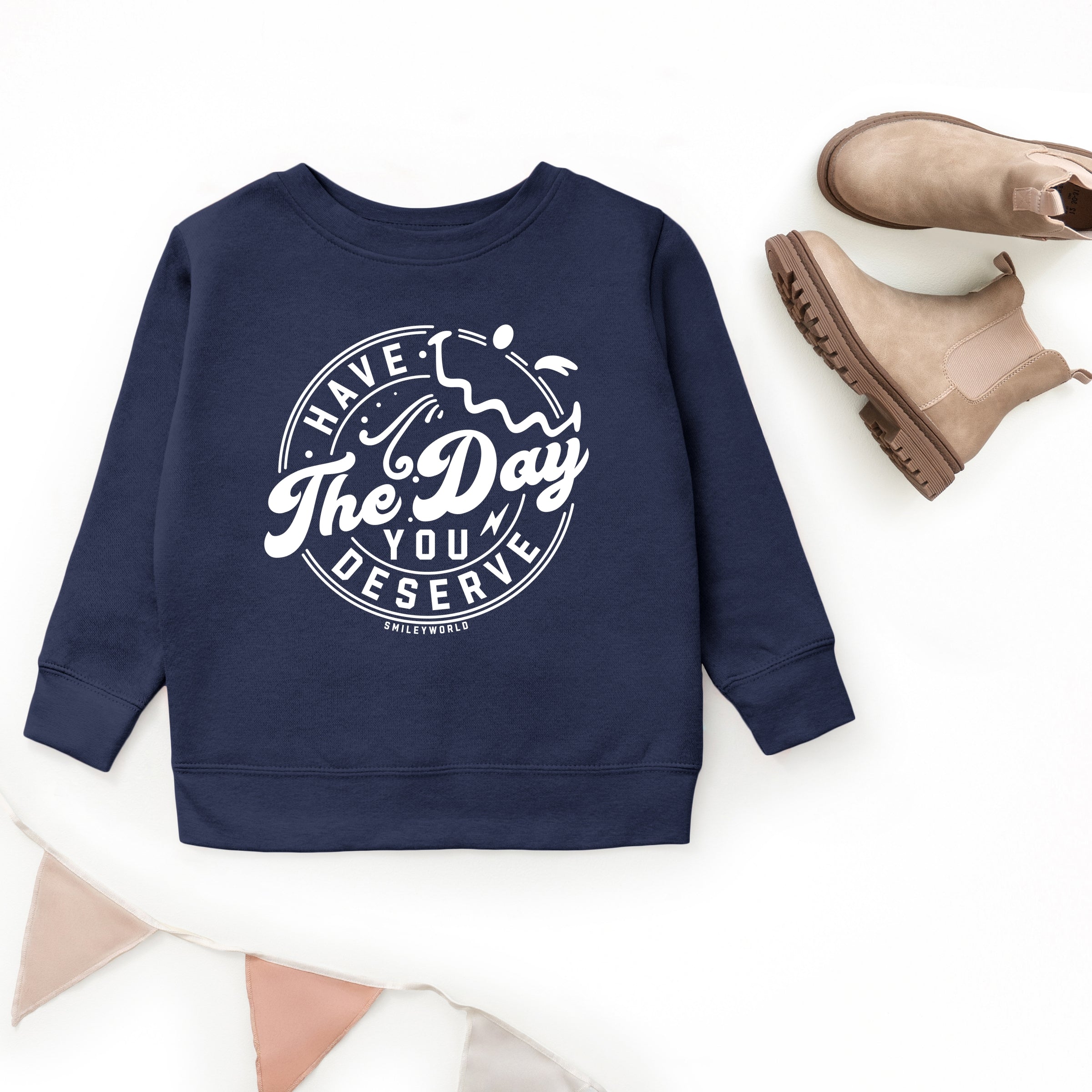 SmileyWorld Have The Day You Deserve Circle - Youth Graphic Sweatshirt