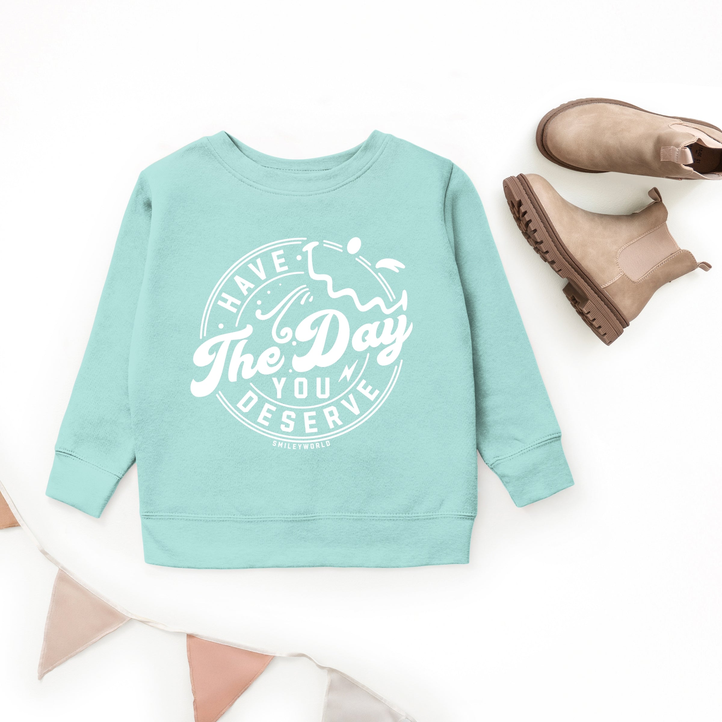 SmileyWorld Have The Day You Deserve Circle - Youth Graphic Sweatshirt
