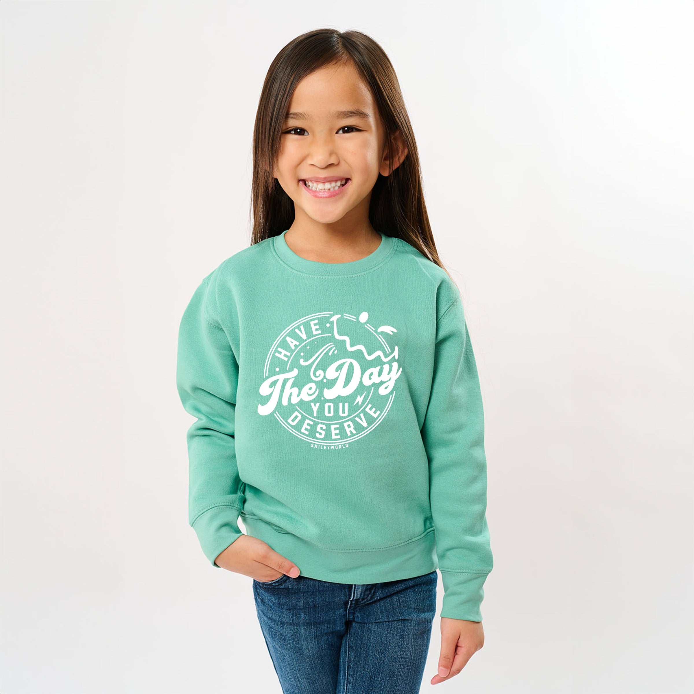 SmileyWorld Have The Day You Deserve Circle - Youth Graphic Sweatshirt