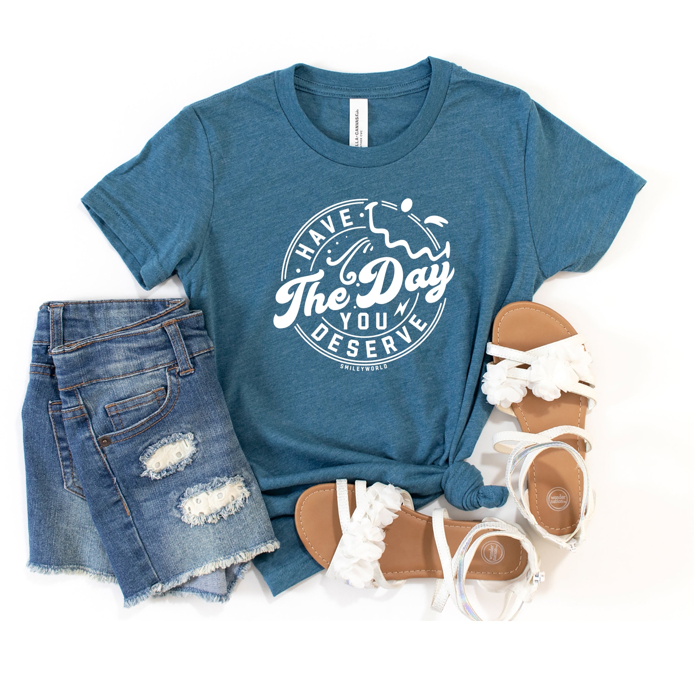 SmileyWorld Have The Day You Deserve Circle - Youth Short Sleeve Graphic T-Shirt
