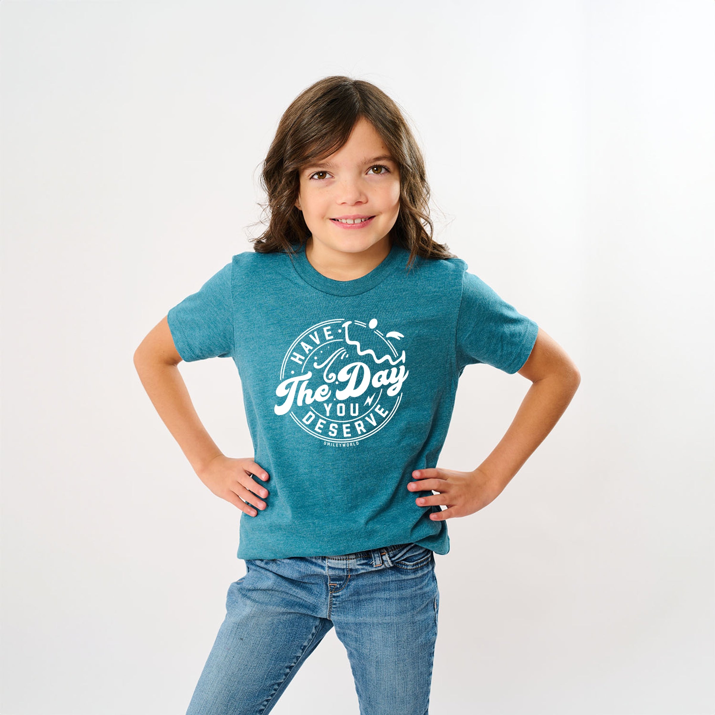 SmileyWorld Have The Day You Deserve Circle - Youth Short Sleeve Graphic T-Shirt