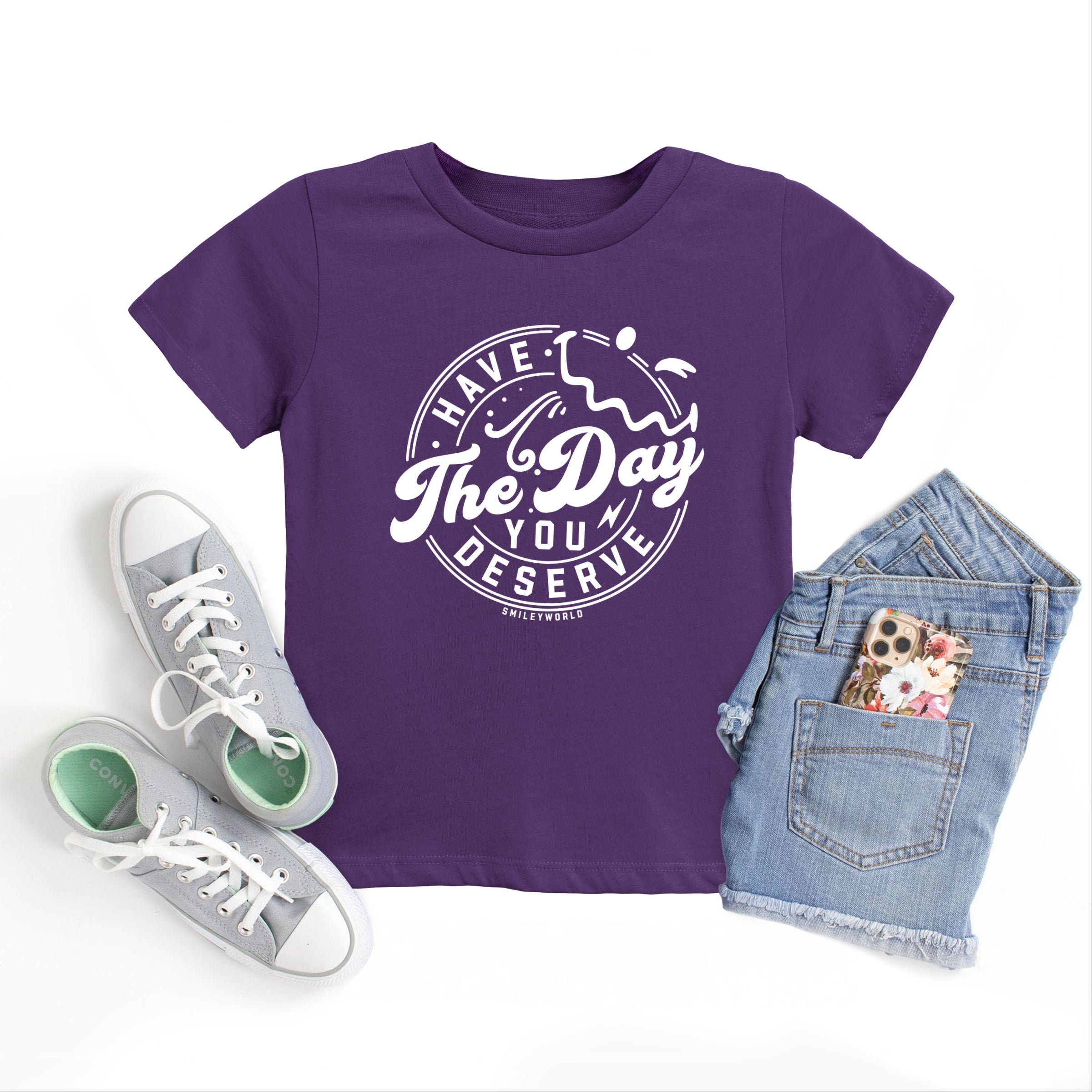 SmileyWorld Have The Day You Deserve Circle - Youth Short Sleeve Graphic T-Shirt