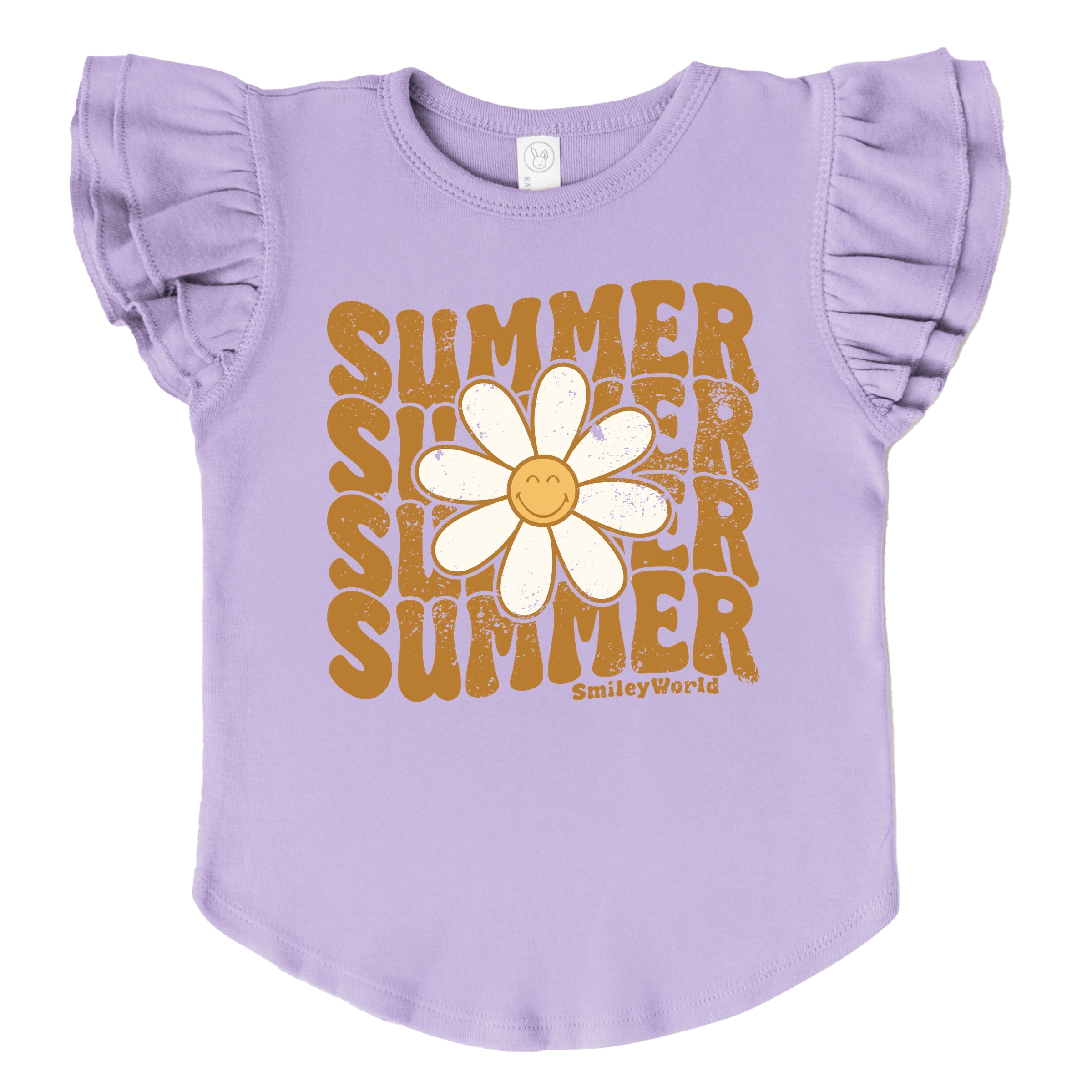 SmileyWorld Summer Wave Stacked - Flutter Sleeve Graphic T-Shirt