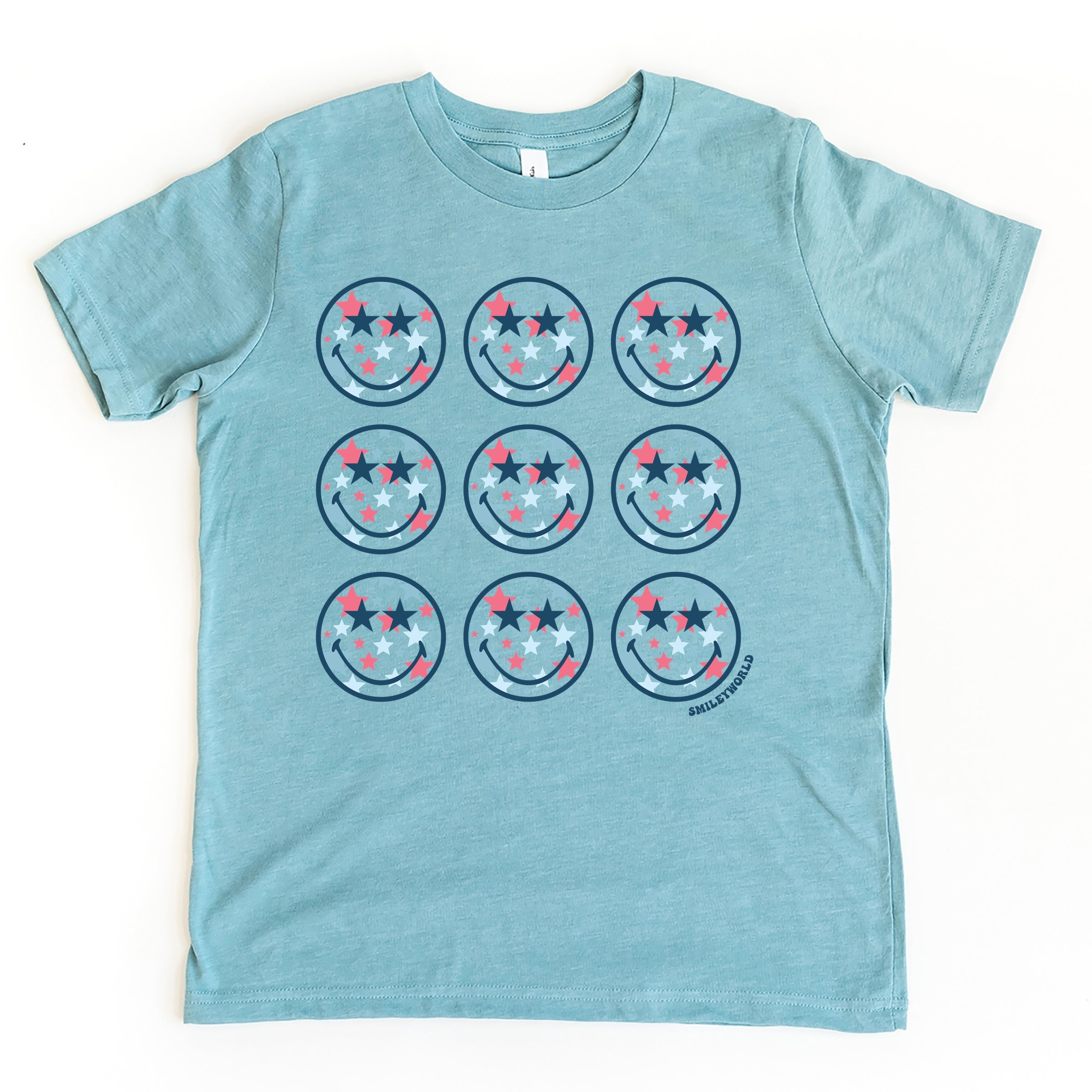 SmileyWorld Patriotic Stars Stacked - Youth Short Sleeve Graphic T-Shirt