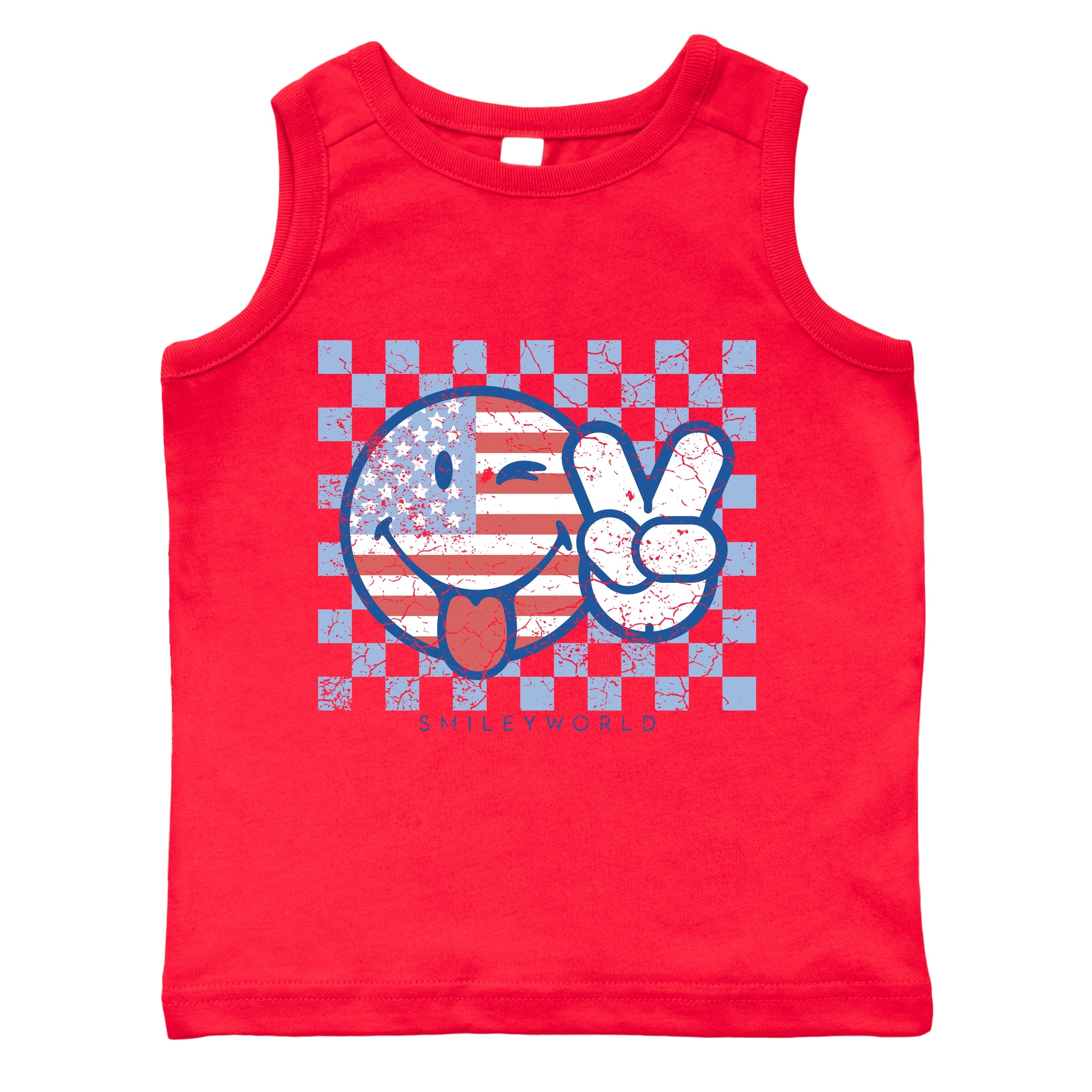 SmileyWorld Patriotic Checkered Peace - Toddler Graphic Tank
