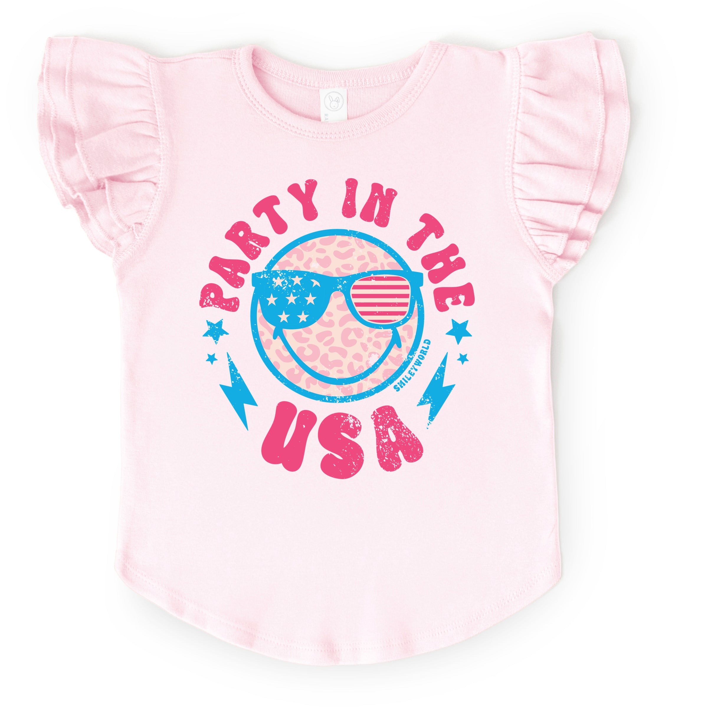 SmileyWorld Party In The USA - Flutter Sleeve Graphic T-Shirt