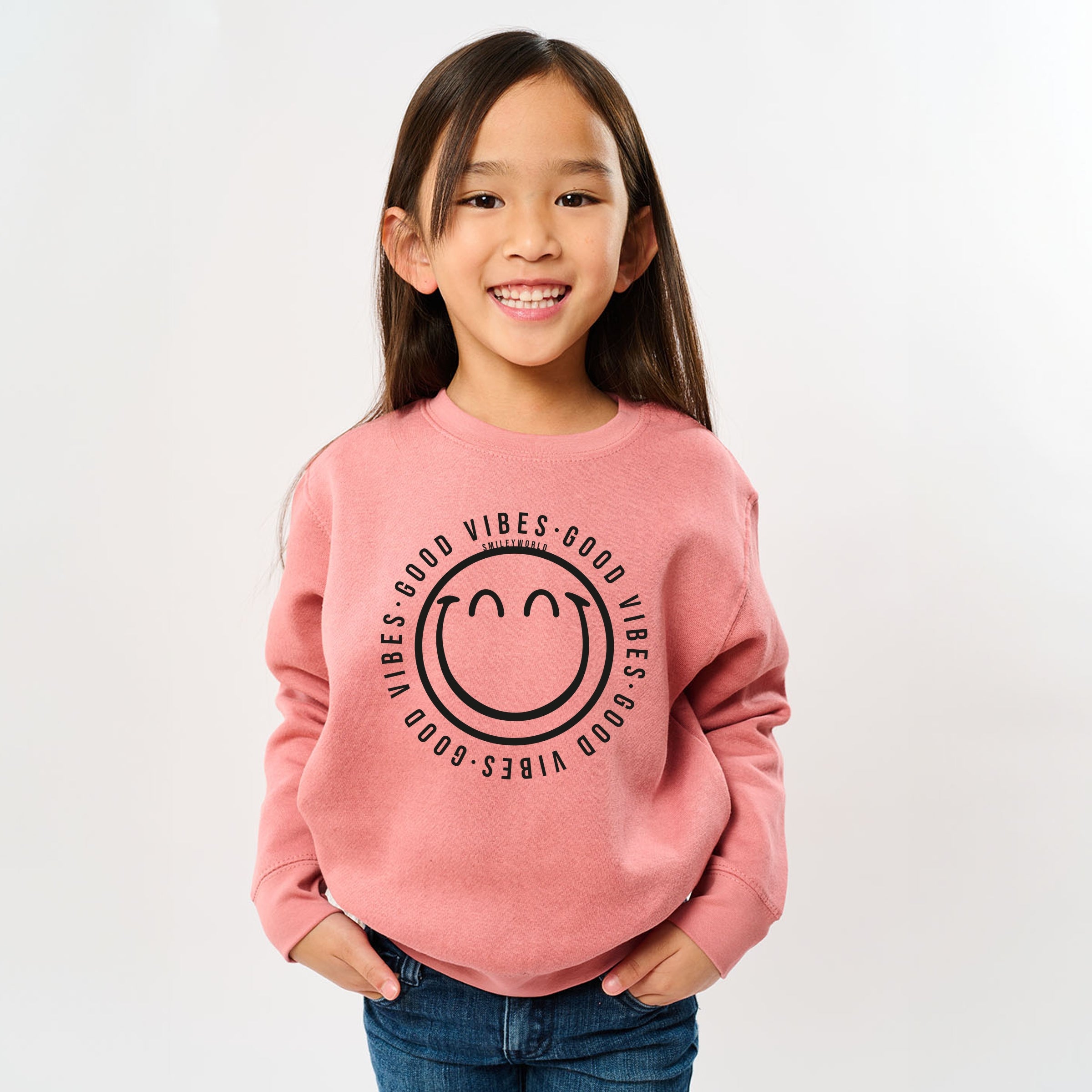 SmileyWorld Good Vibes Outline - Youth Graphic Sweatshirt