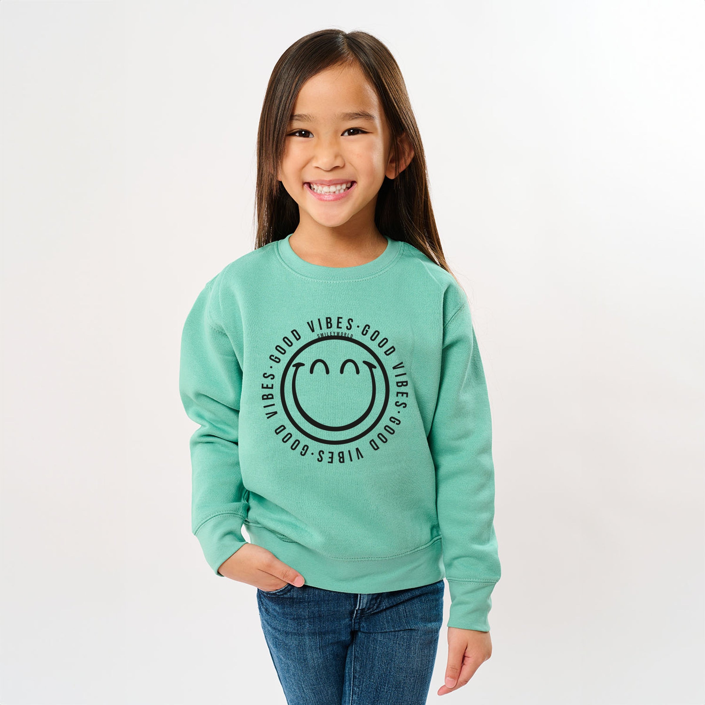 SmileyWorld Good Vibes Outline - Youth Graphic Sweatshirt