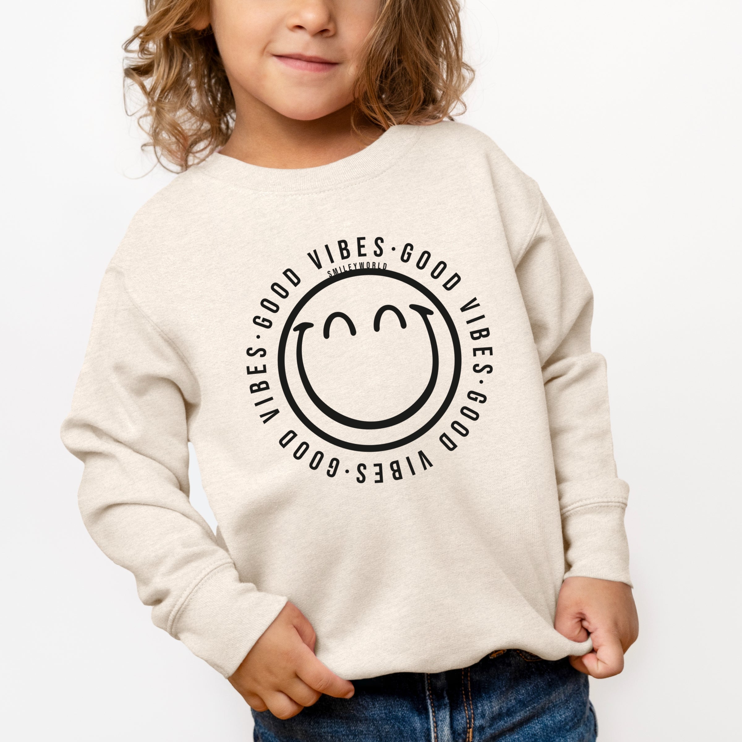 SmileyWorld Good Vibes Outline - Toddler Graphic Sweatshirt