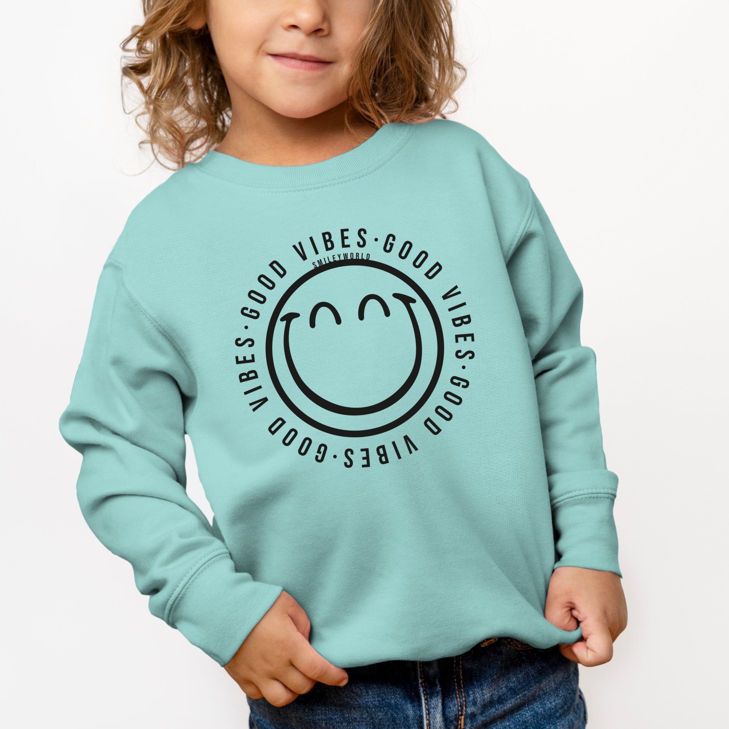 SmileyWorld Good Vibes Outline - Toddler Graphic Sweatshirt