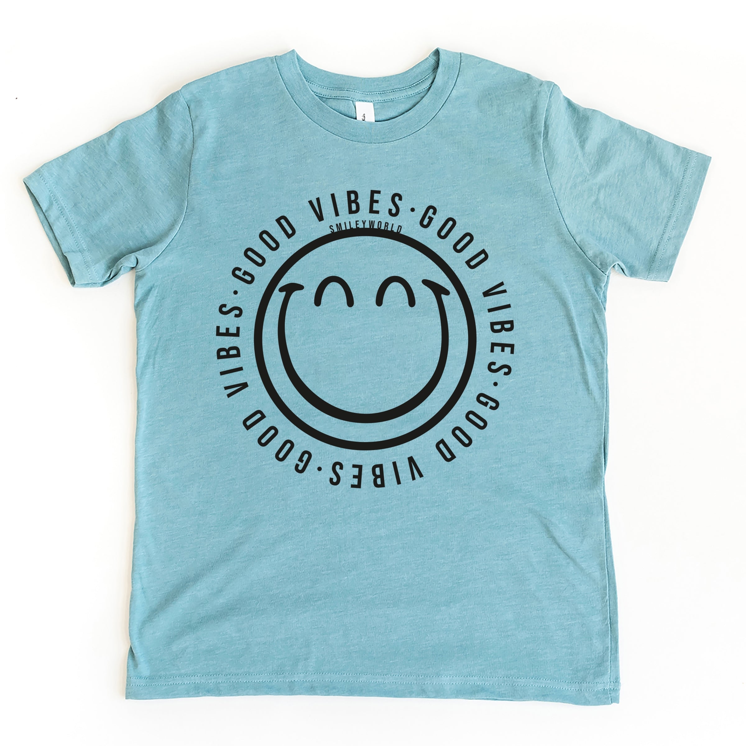 SmileyWorld Good Vibes Outline - Youth Short Sleeve Graphic T-Shirt
