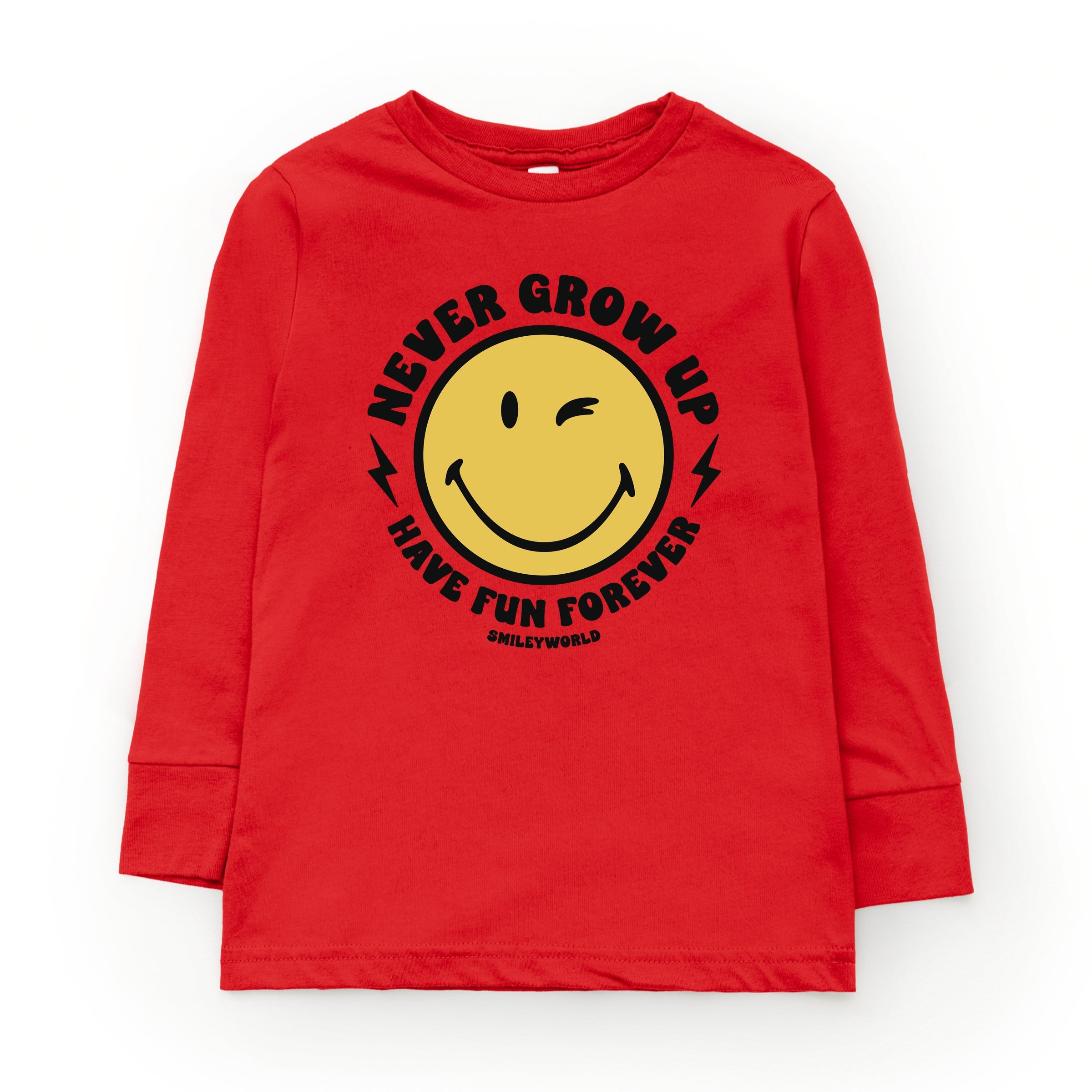 SmileyWorld Never Grow Up - Youth Long Sleeve Graphic T-Shirt