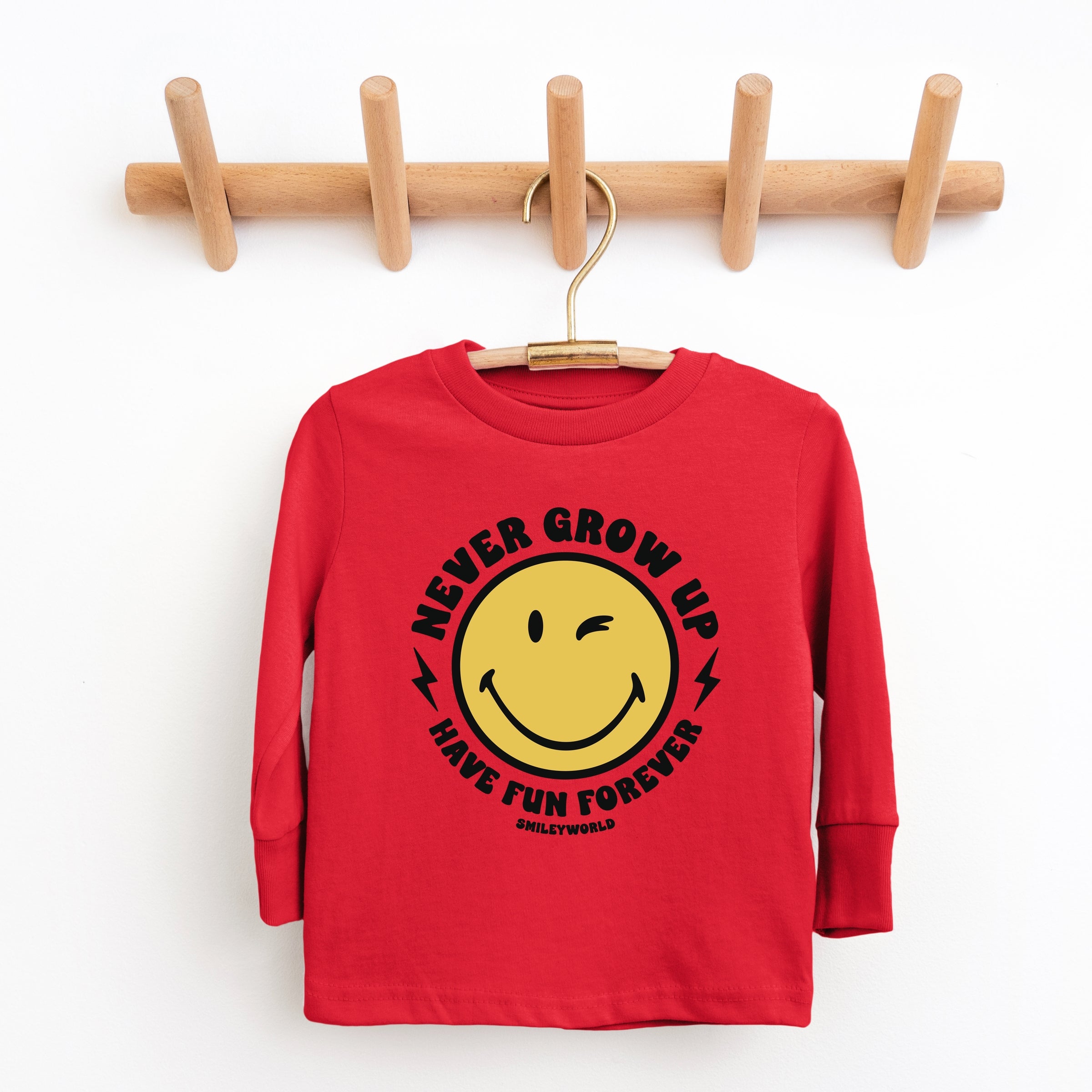 SmileyWorld Never Grow Up - Youth Long Sleeve Graphic T-Shirt