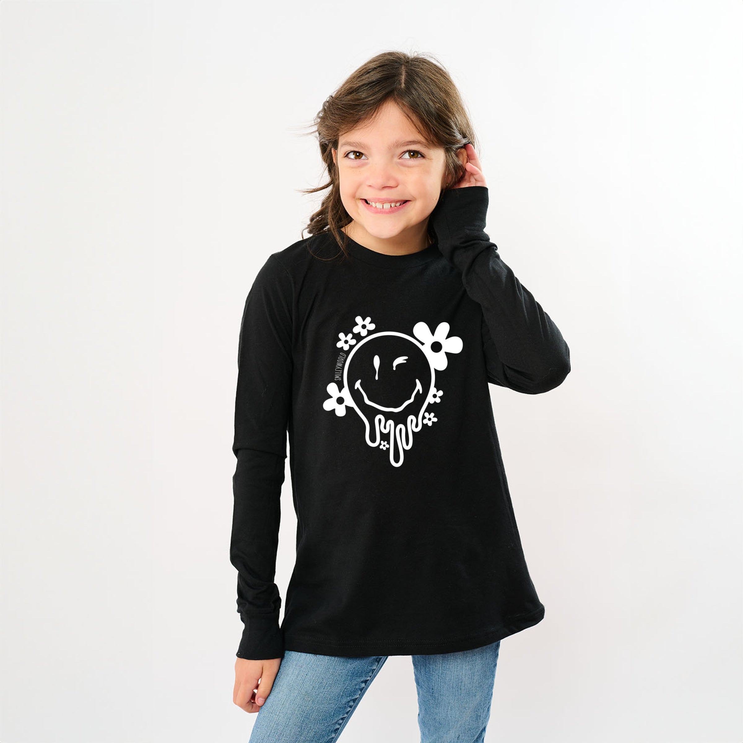 SmileyWorld Melting Outline - Youth Long Sleeve Graphic T-Shirt