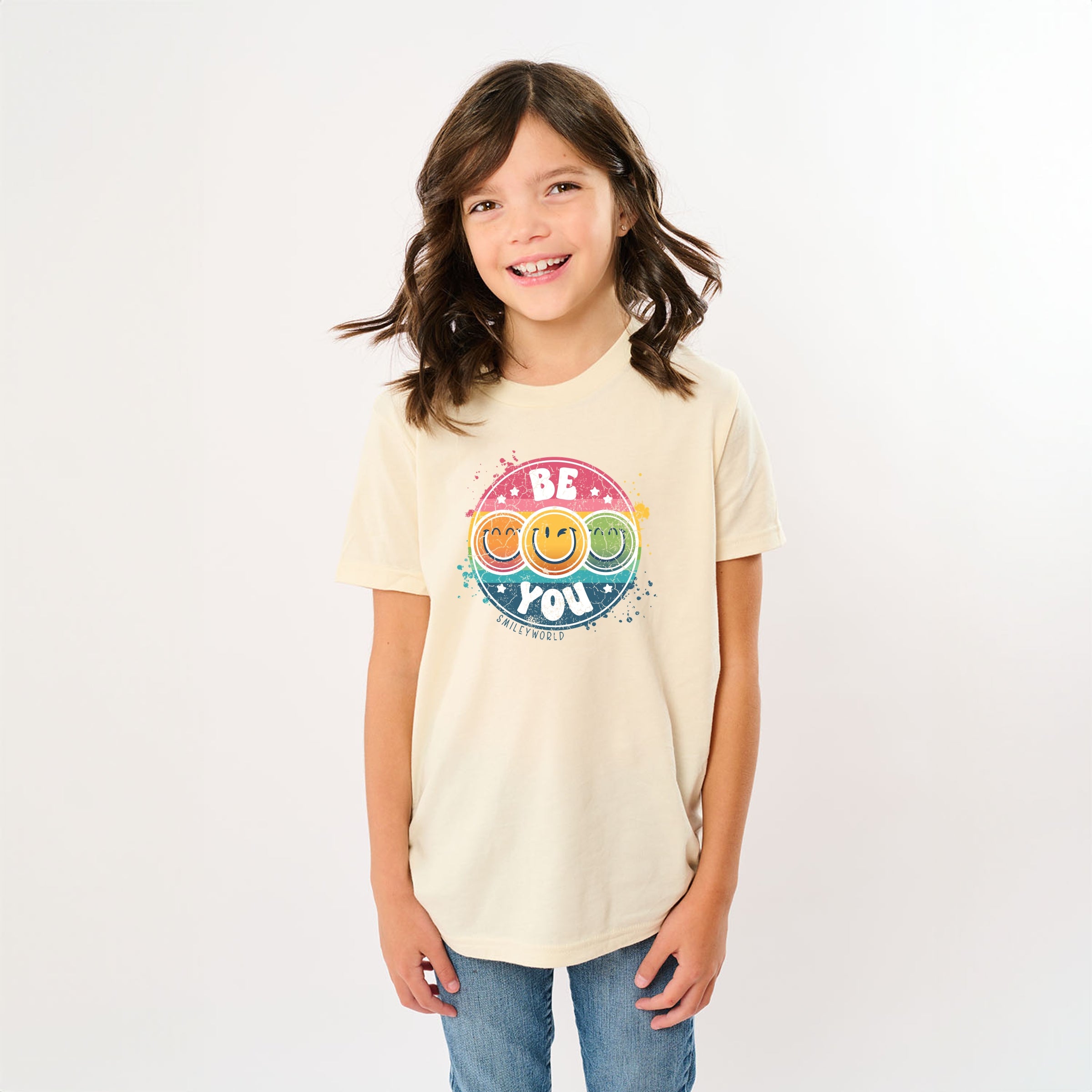 SmileyWorld Be You Rainbow Circle - Youth Short Sleeve Graphic T-Shirt