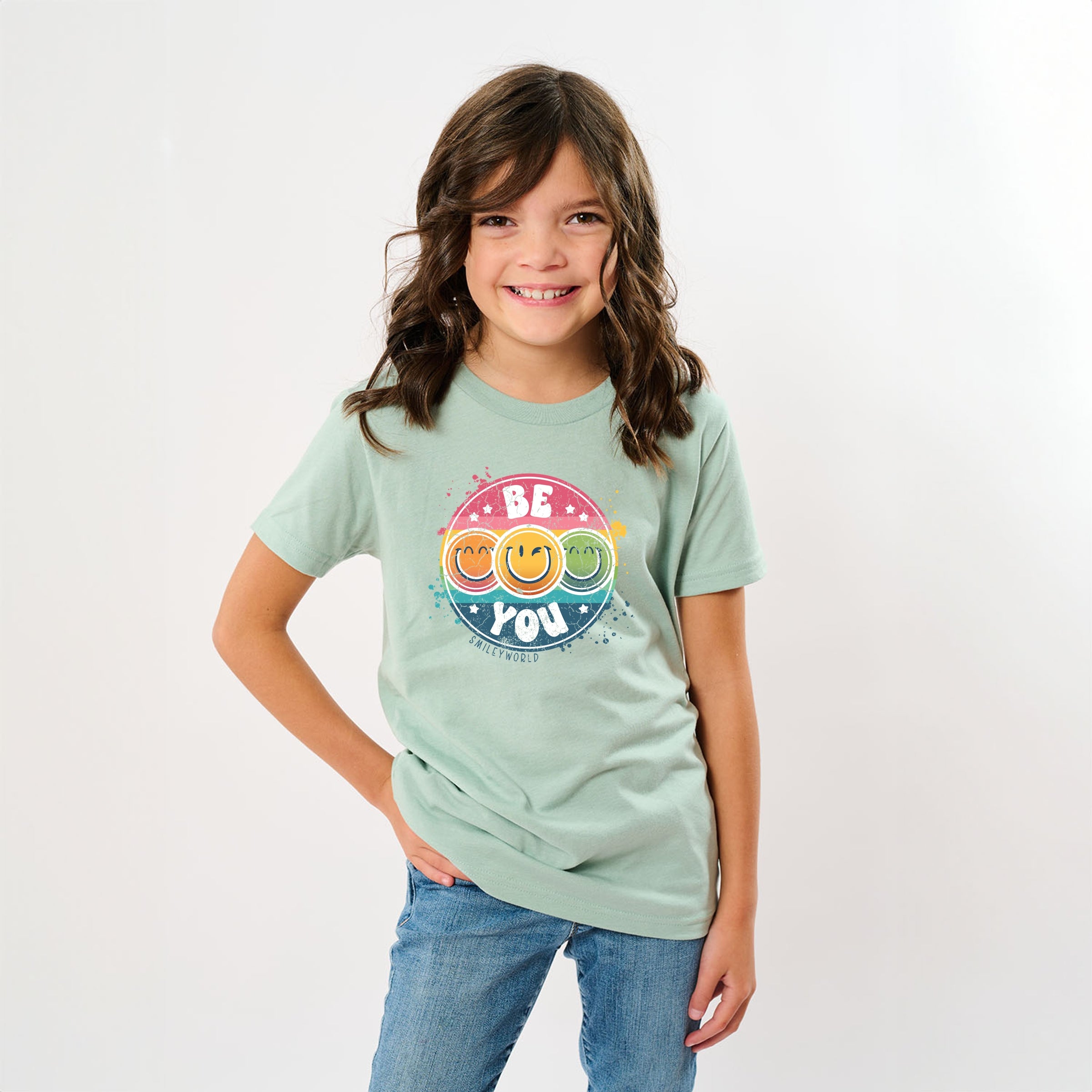 SmileyWorld Be You Rainbow Circle - Youth Short Sleeve Graphic T-Shirt