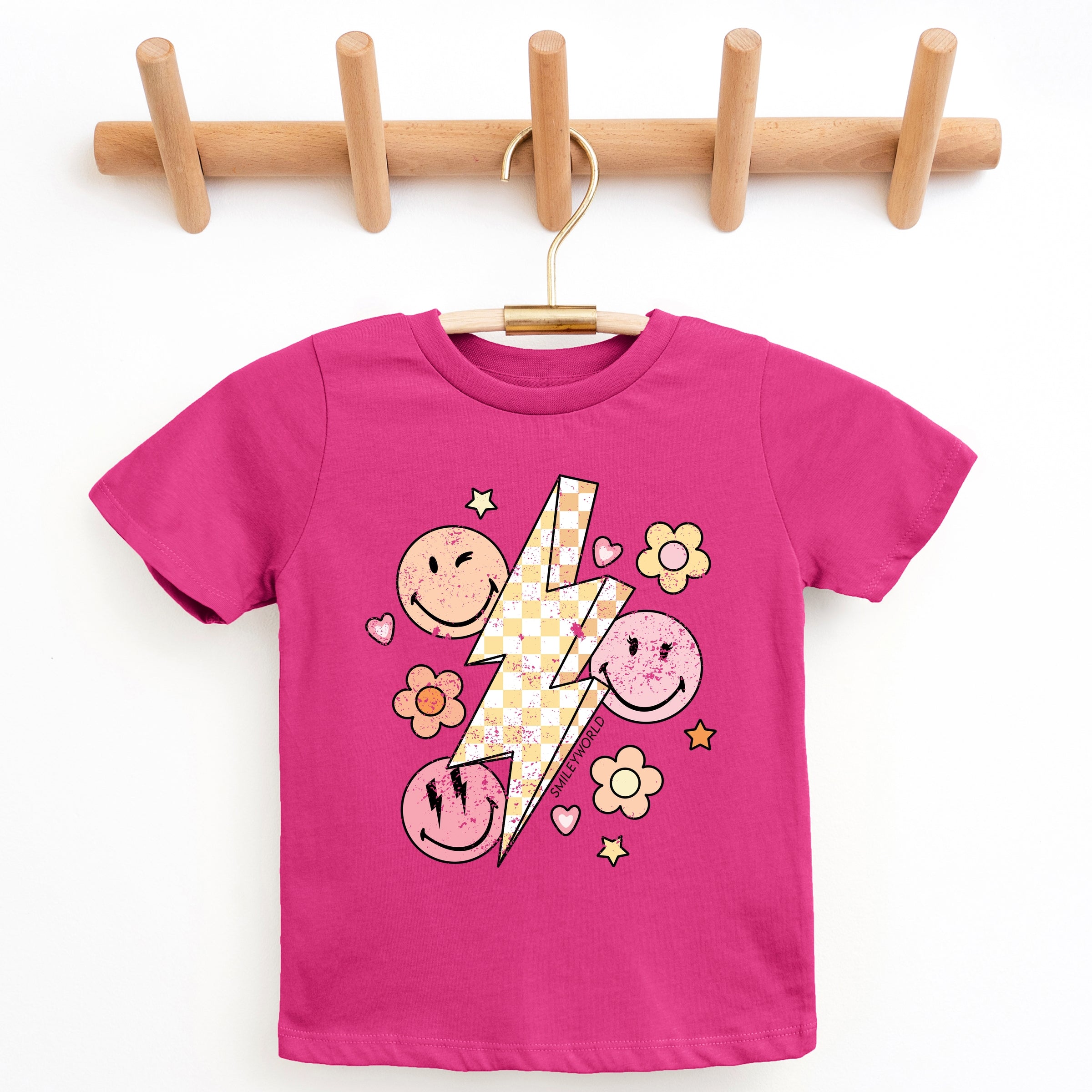 SmileyWorld Checkered Lightning Floral - Youth Short Sleeve Graphic T-Shirt